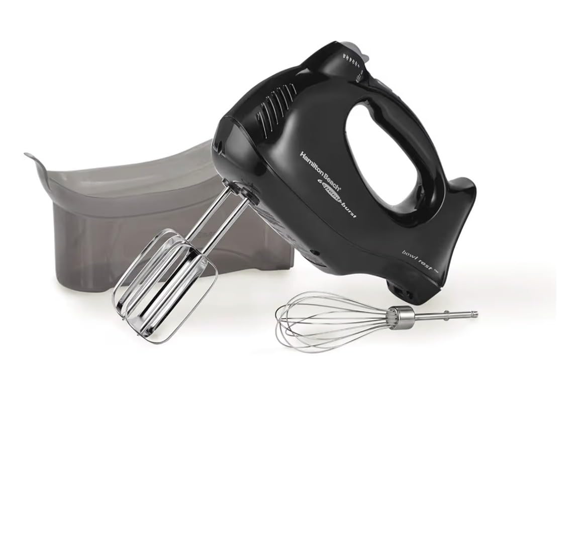 Hamilton Beach Power Deluxe 6-Speed Electric Hand Mixer with Snap-On Storage Case, QuickBurst, Beaters, Whisk, Powerful 250 Watt Motor, Bowl Rest, Black (62692) customer photo 1