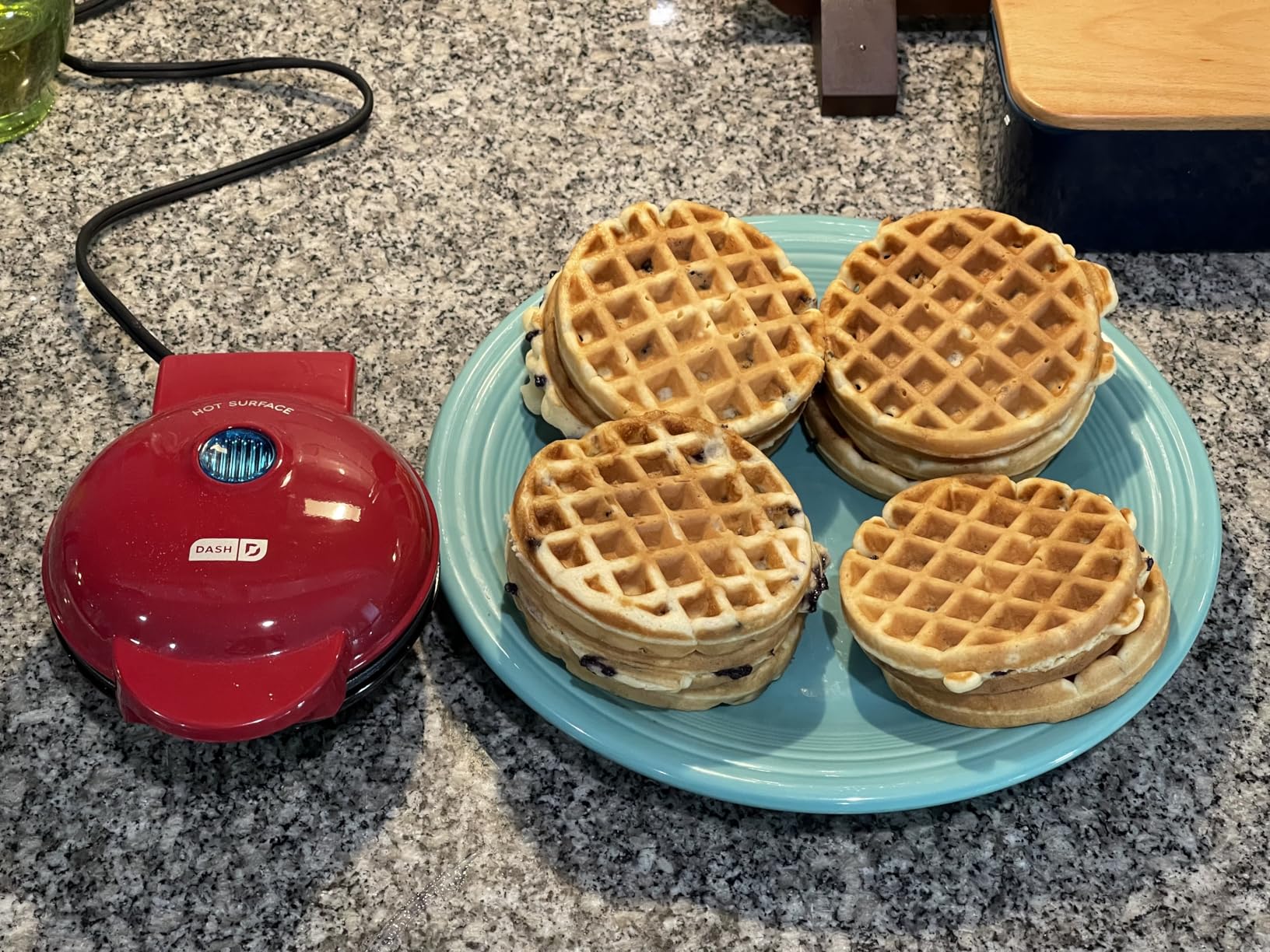 Dash Mini Waffle Maker - Compact Electric Iron for Creative Homemade Treats - Nonstick Surface - Easy-to-Clean - Perfect for Kids & Families - Red customer photo 2