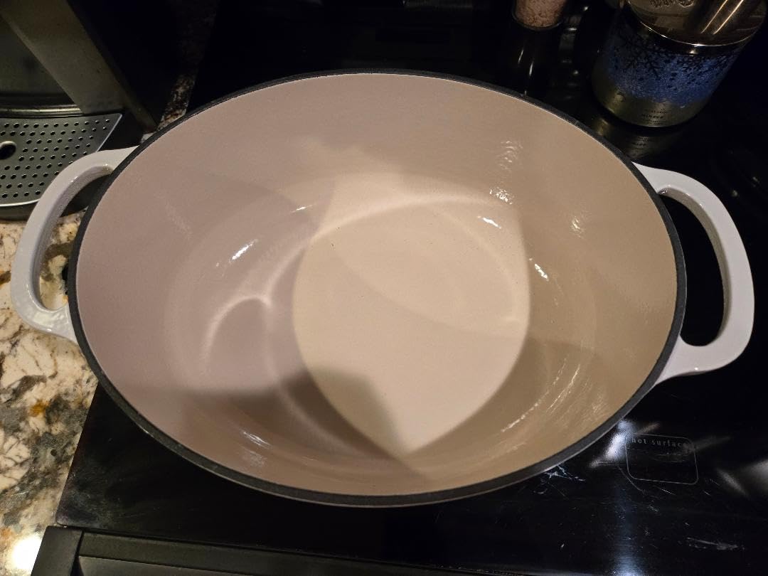 Lodge Oval Dutch Oven - Enameled Cast Iron Oval Dutch Oven with Lid, 7 Quart, Oyster White customer photo 2