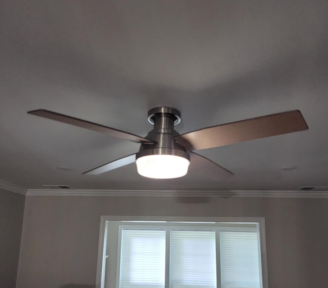 Hunter 44 inch Indoor Ceiling Fan with LED Light and Remote Control - White Modern Ceiling Fan, Low Profile Mount, 4 Blades, For Bedroom, Living Room, or Kitchen, Quiet - Dempsey 59244, Fresh White customer photo 1