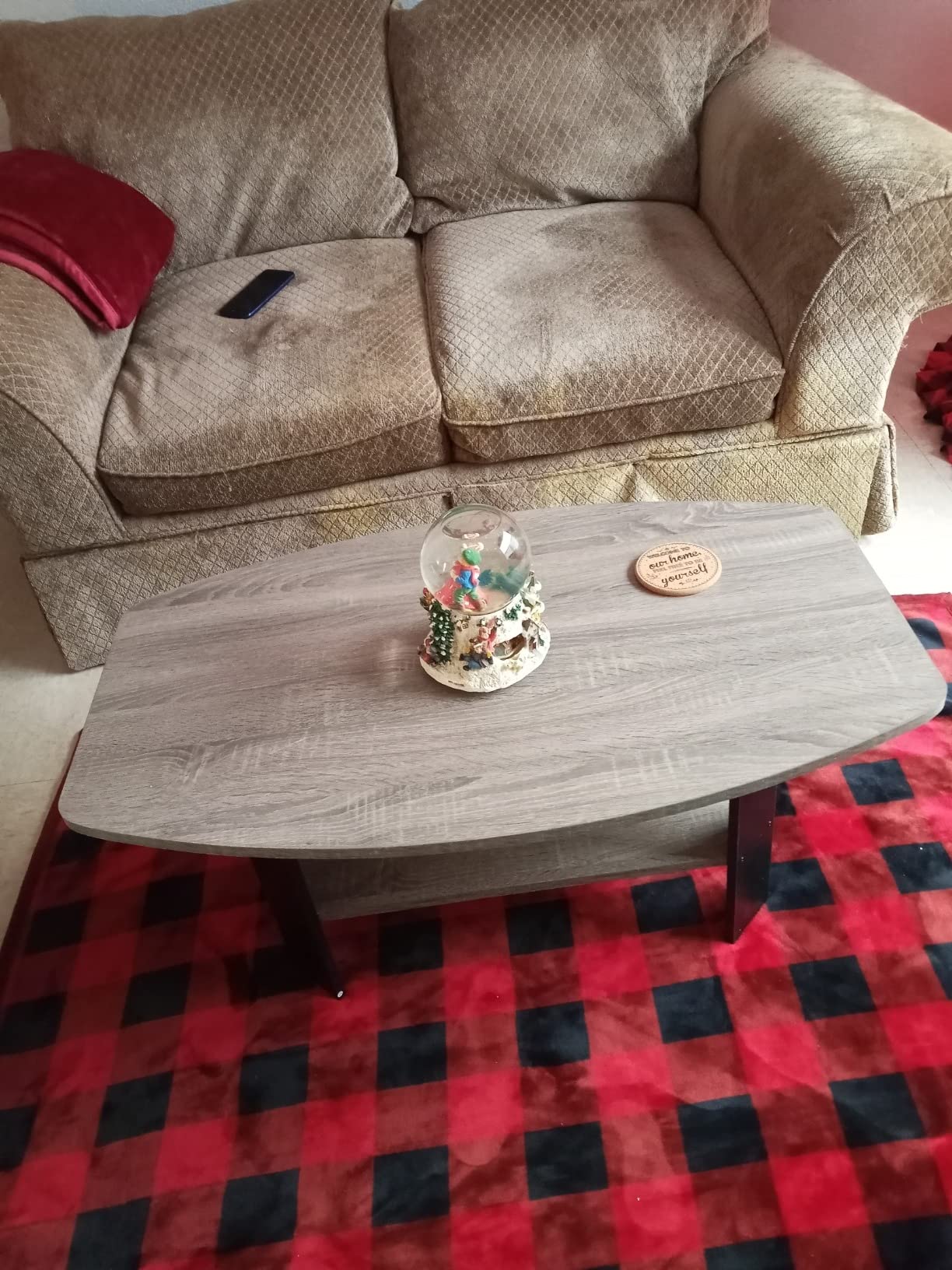 Furinno Simple Design Coffee Table, French Oak Grey/Black customer photo 2