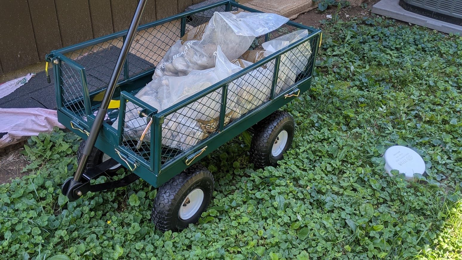 Best Choice Products Utility Garden Cart Wagon for Lawn, Yard w/Heavy-Duty Steel 400lb Weight Capacity, Removable Sides, Long Handle, 10in Tires - Green customer photo 1