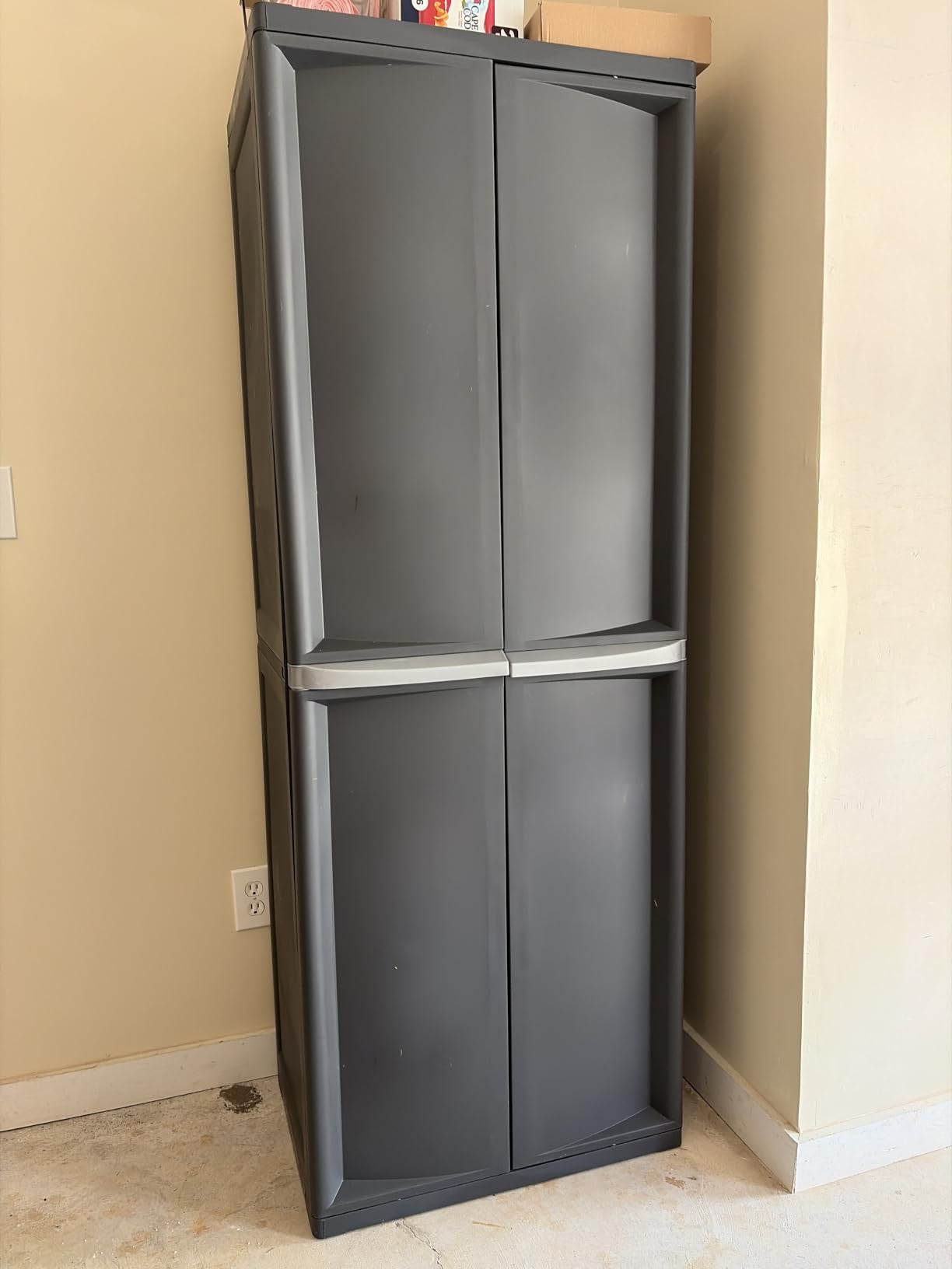 Sterilite 4 Shelf Cabinet, Lockable Utility Storage w/ Adjustable Shelves, Gray - plastic Shelving Unit for Organizing Garage, Pantry, Basement, Laundry Room or Mudroom customer photo 1