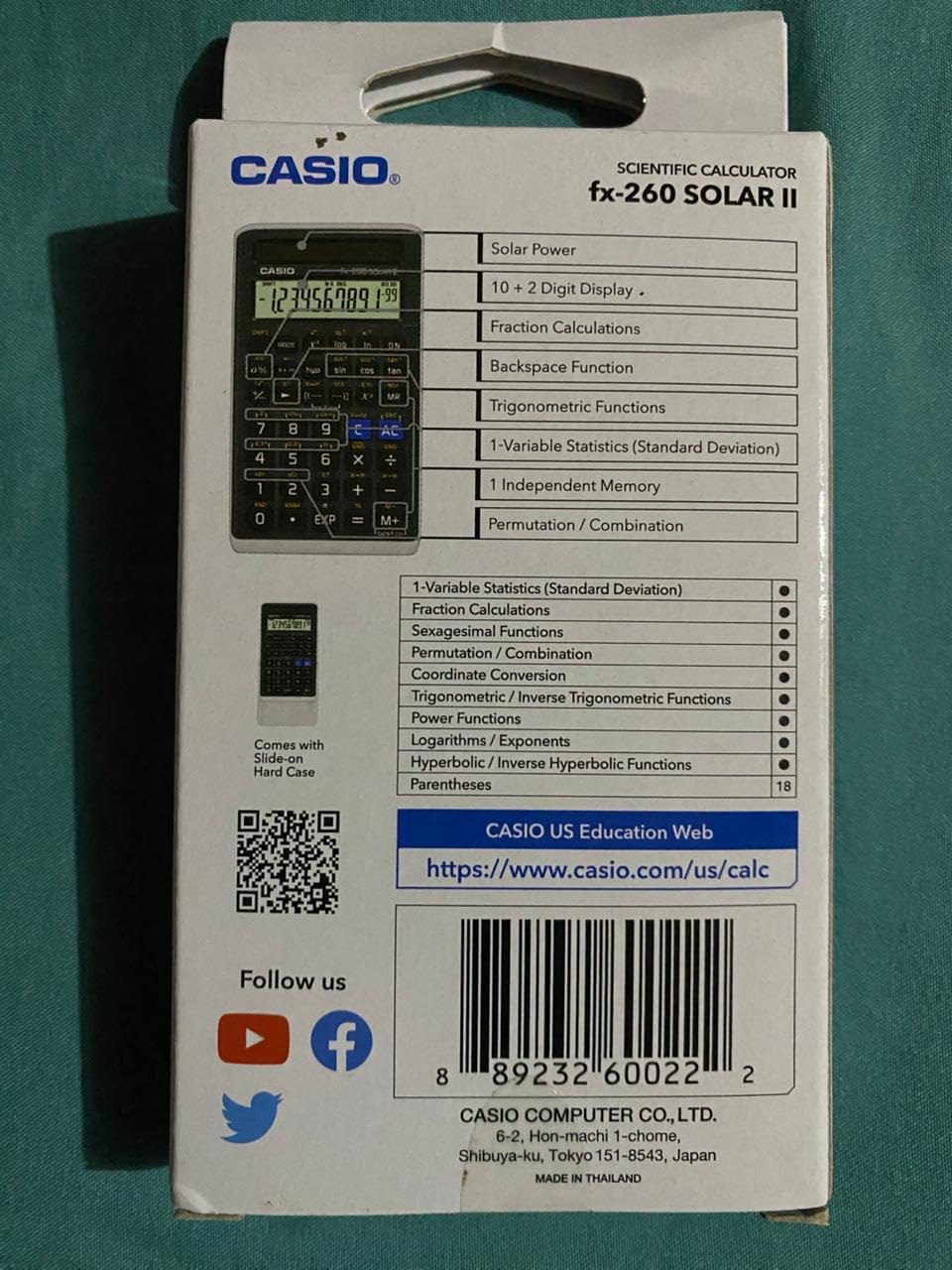 Casio fx-260 Solar II Scientific Calculator, 10-Digit Display, Fraction and Trig Functions, Solar Powered customer photo 2