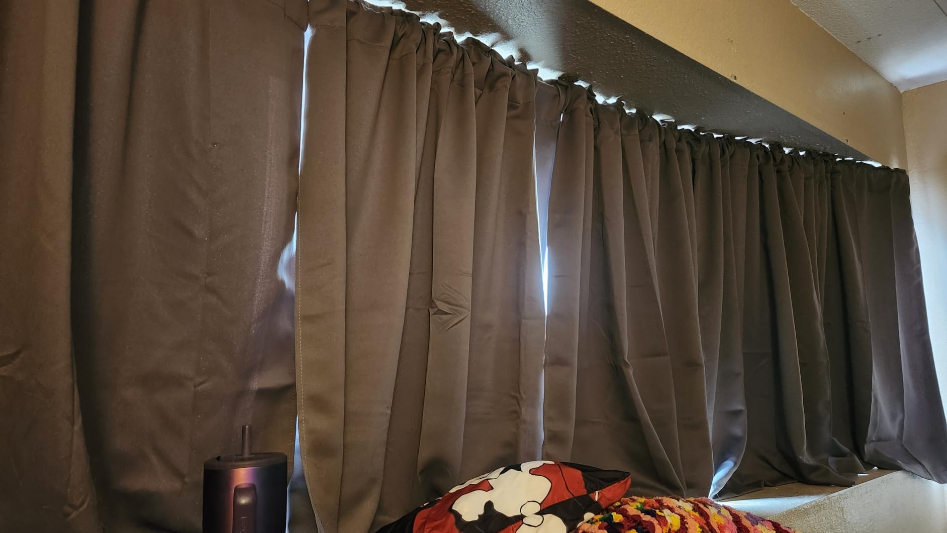 PONY DANCE Blackout Window Curtains - Insulating Against Drafts Drapes Noise Reducing Thermal Insulated Back Tab/Rod Pocket Draperies, 52 x 45-inch Long, Black, Double Panels customer photo 1