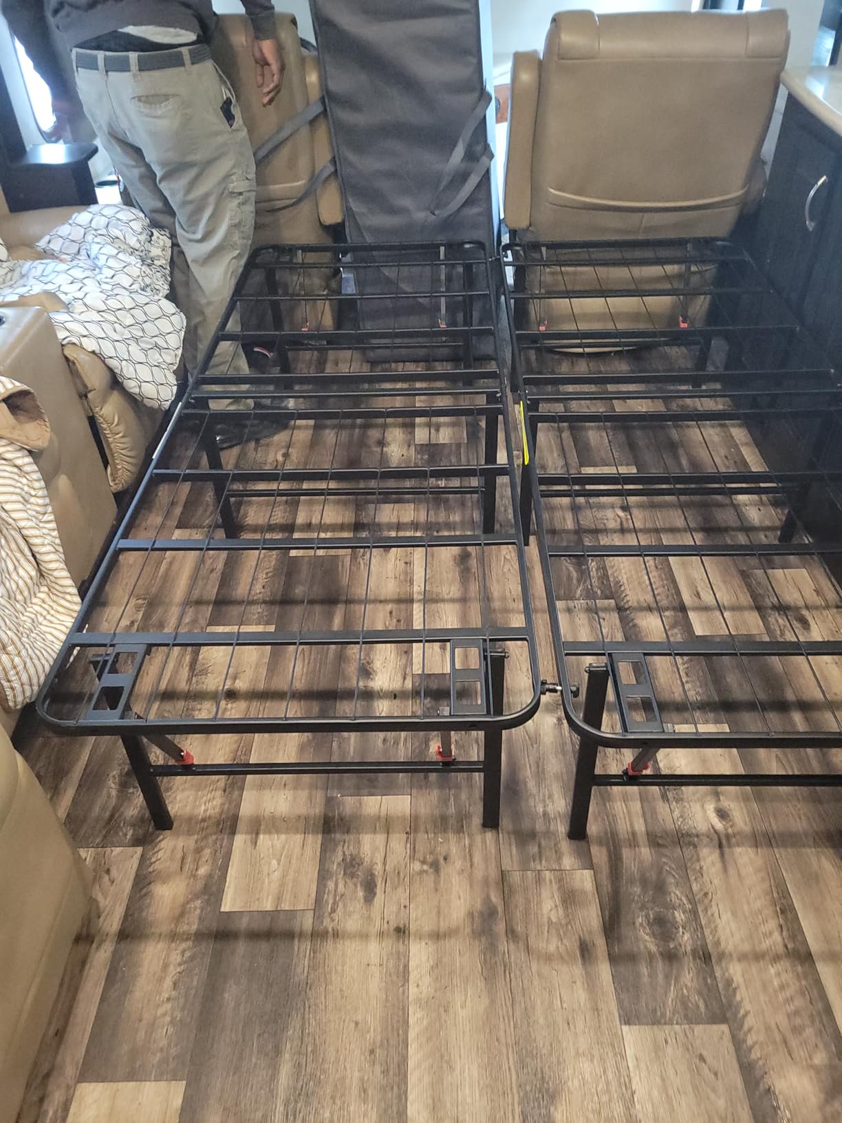 Amazon Basics Bed Frame with Storage, Foldable Metal Platform, Sturdy Steel, No Box Spring Needed, 14-inch High, Tool-Free Setup, Noise Free, Easy Assembly, Queen Size, Black customer photo 2