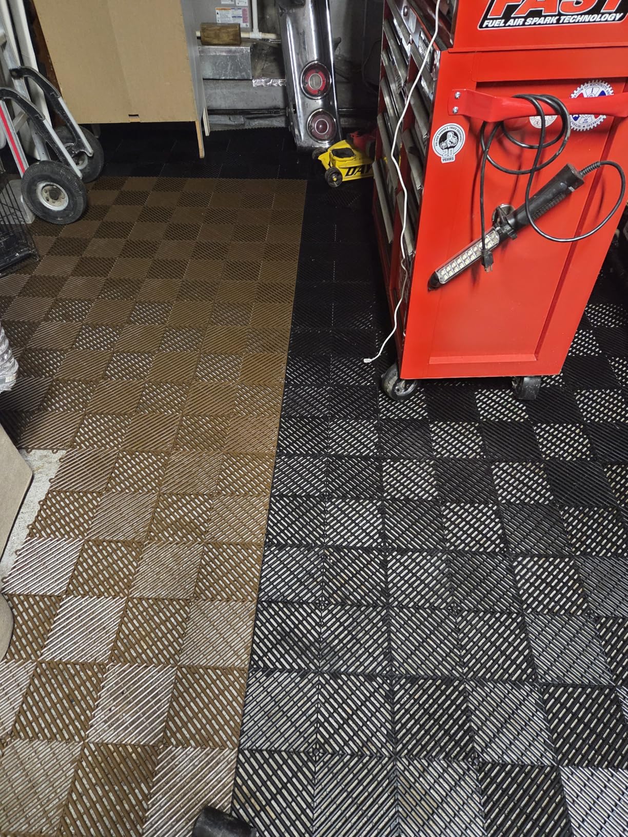 Big Floors RaceDeck Garage Floor Tiles, Interlocking Garage Flooring, Free-Flow Self-Draining Non-Slip Heavy-Duty Copolymer (Graphite, 48 Pack, 48 Sq Ft) customer photo 1