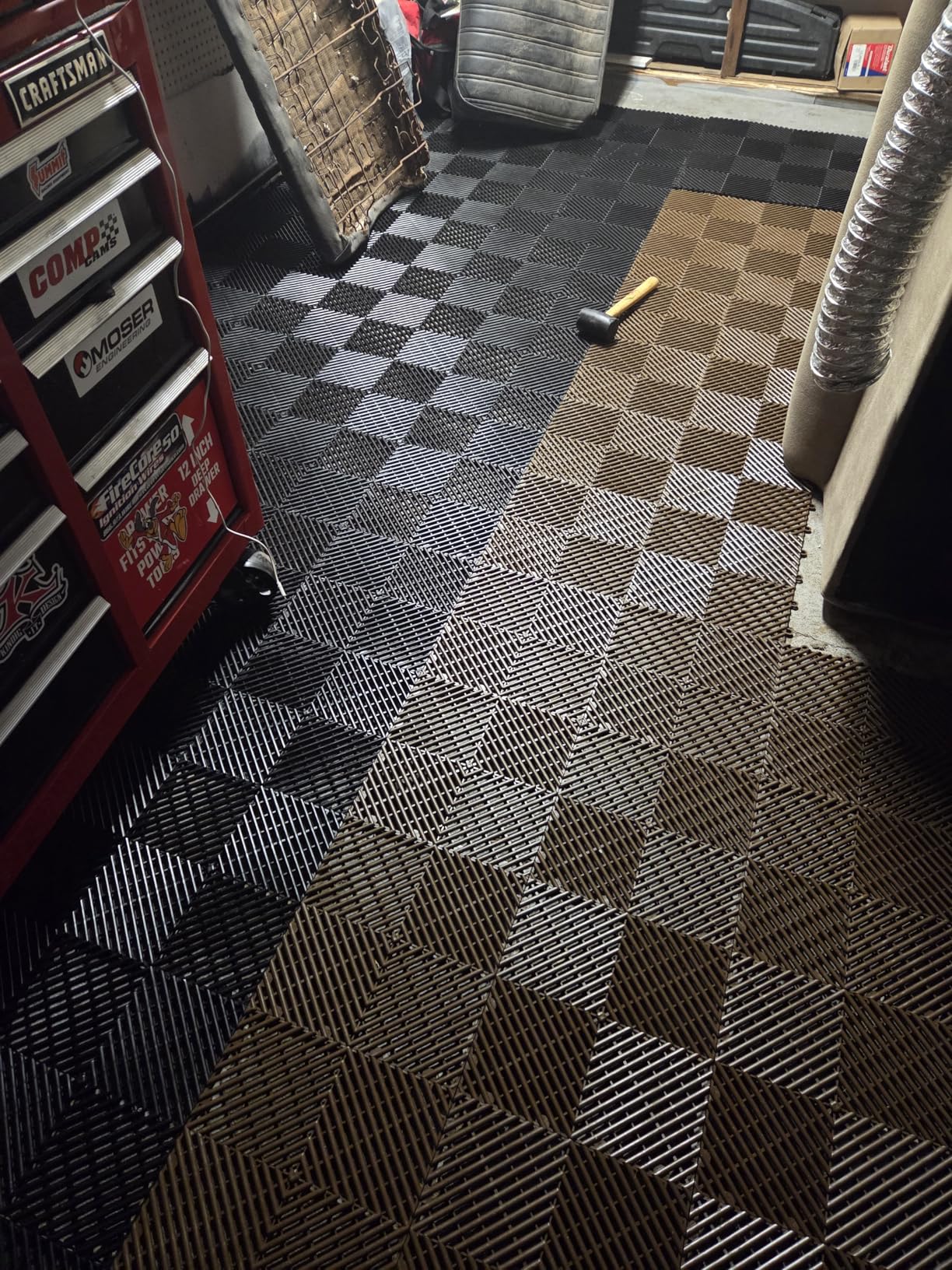 Big Floors RaceDeck Garage Floor Tiles, Interlocking Garage Flooring, Free-Flow Self-Draining Non-Slip Heavy-Duty Copolymer (Graphite, 48 Pack, 48 Sq Ft) customer photo 2