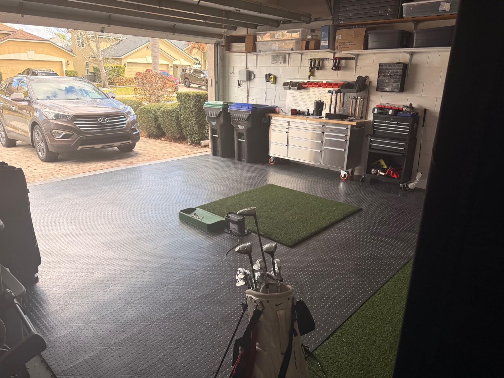 Big Floors GarageDeck Garage Floor Tiles, Interlocking Garage Flooring, Coin Pattern Non-Slip Heavy-Duty Copolymer Modular Tile (Black, 48 Pack, 48 Sq Ft) customer photo 1