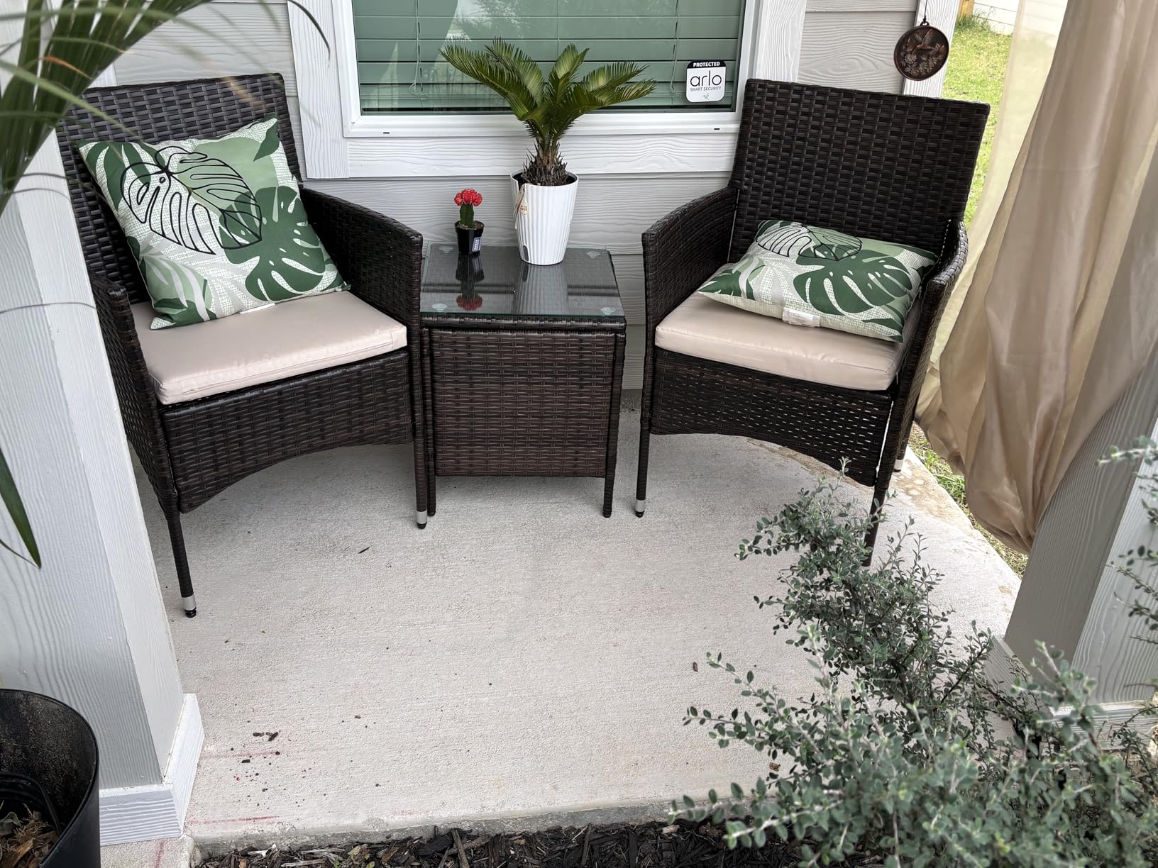 Devoko 3 Piece Patio Furniture Set Outdoor Wicker Conversation (Brown) | PE Rattan Patio Porch Table and Chairs Set of 2 for Balcony Garden and Yard customer photo 2