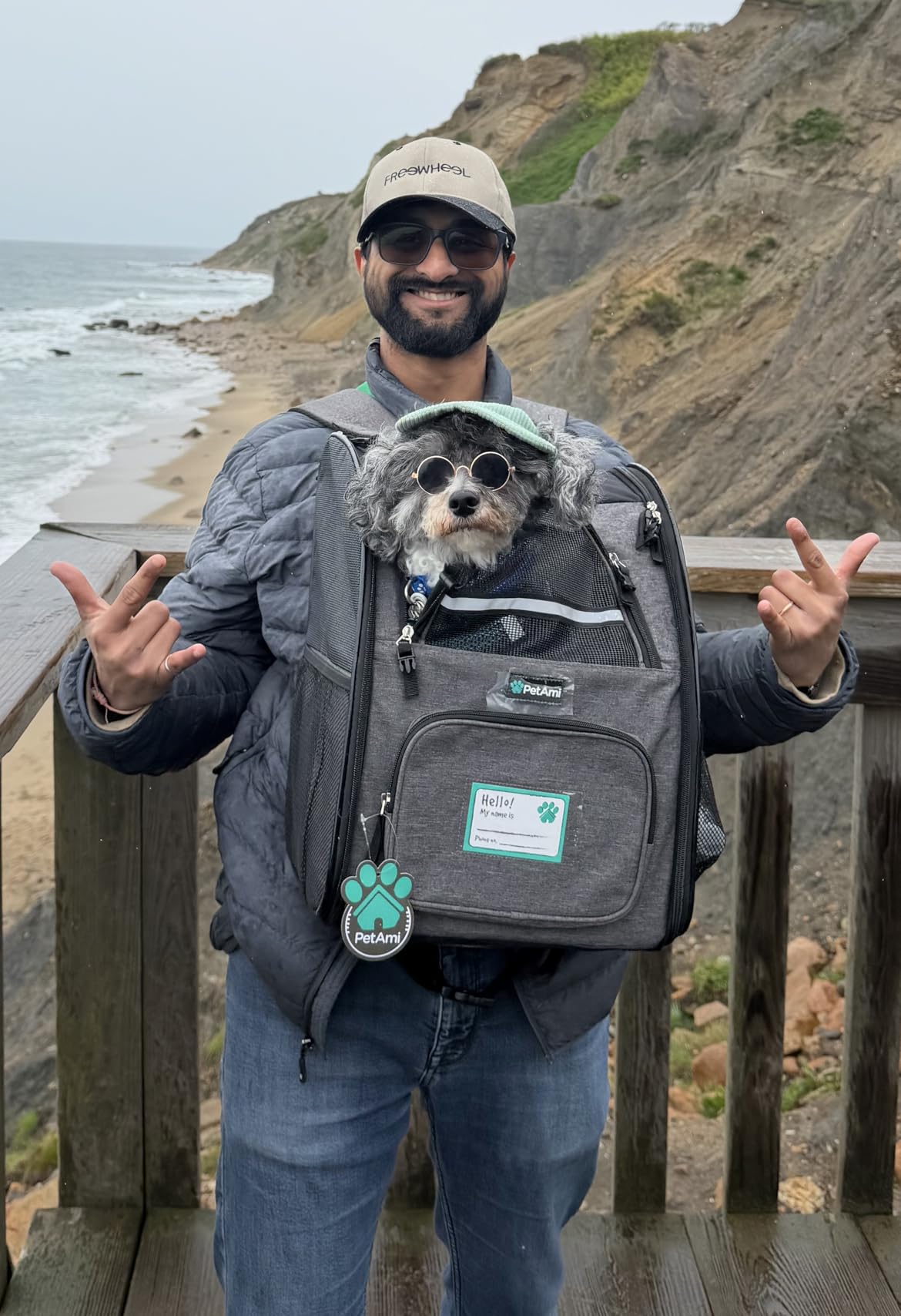 PetAmi Dog Backpack Carrier for Small Medium Dogs Large Cats up to 18 lbs, 2 Side Entry, Structured No-Collapse Frame, Airline Approved Ventilated Pet Backpack for Hiking Camping Travel Vet, Black customer photo 2