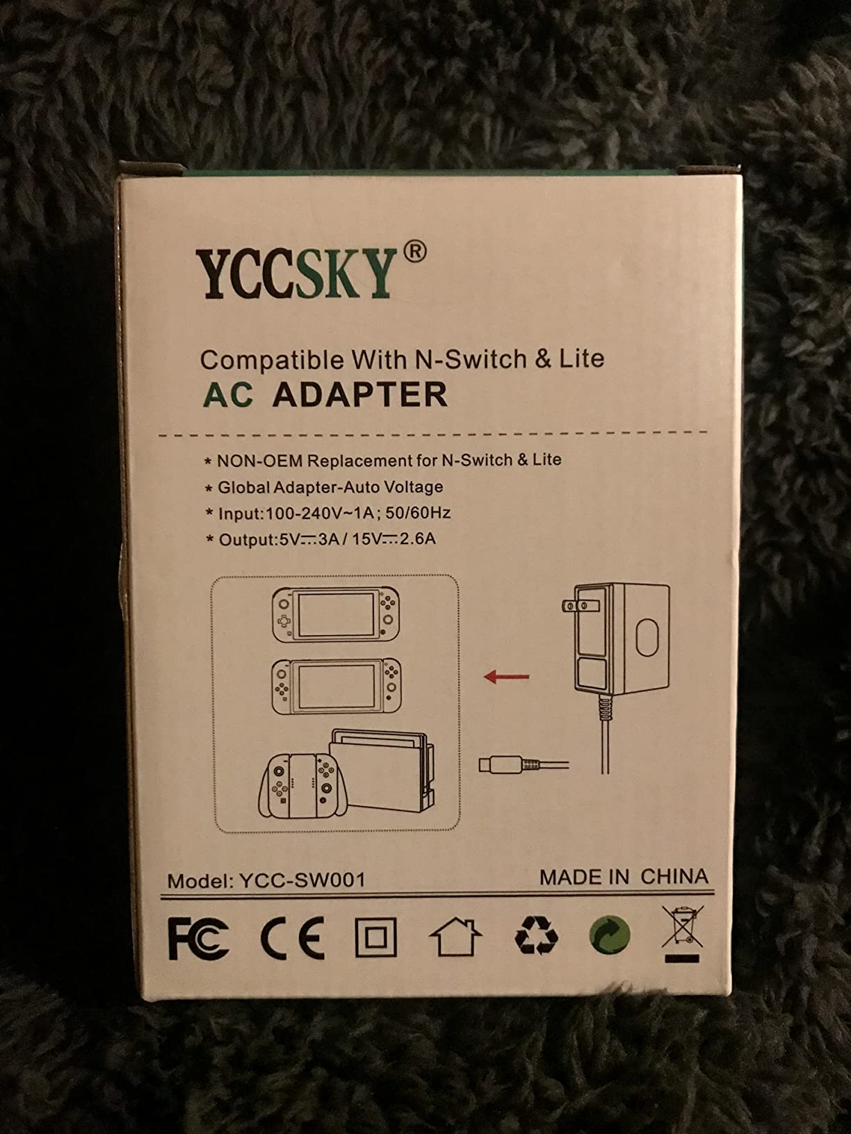 45W YCCSKY Charger for Nintendo Switch, AC Adapter Fast Travel Wall Charger with 5FT USB C Cable 15V/3A Power Supply for Switch Supports TV Mode and Dock Station customer photo 1