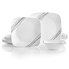 Corelle 18-Piece Service for 6 Dinnerware Set Triple Layer Glass and Chip Resistant, Lightweight Square Plates and Bowls Set, Simple Lines customer photo 2