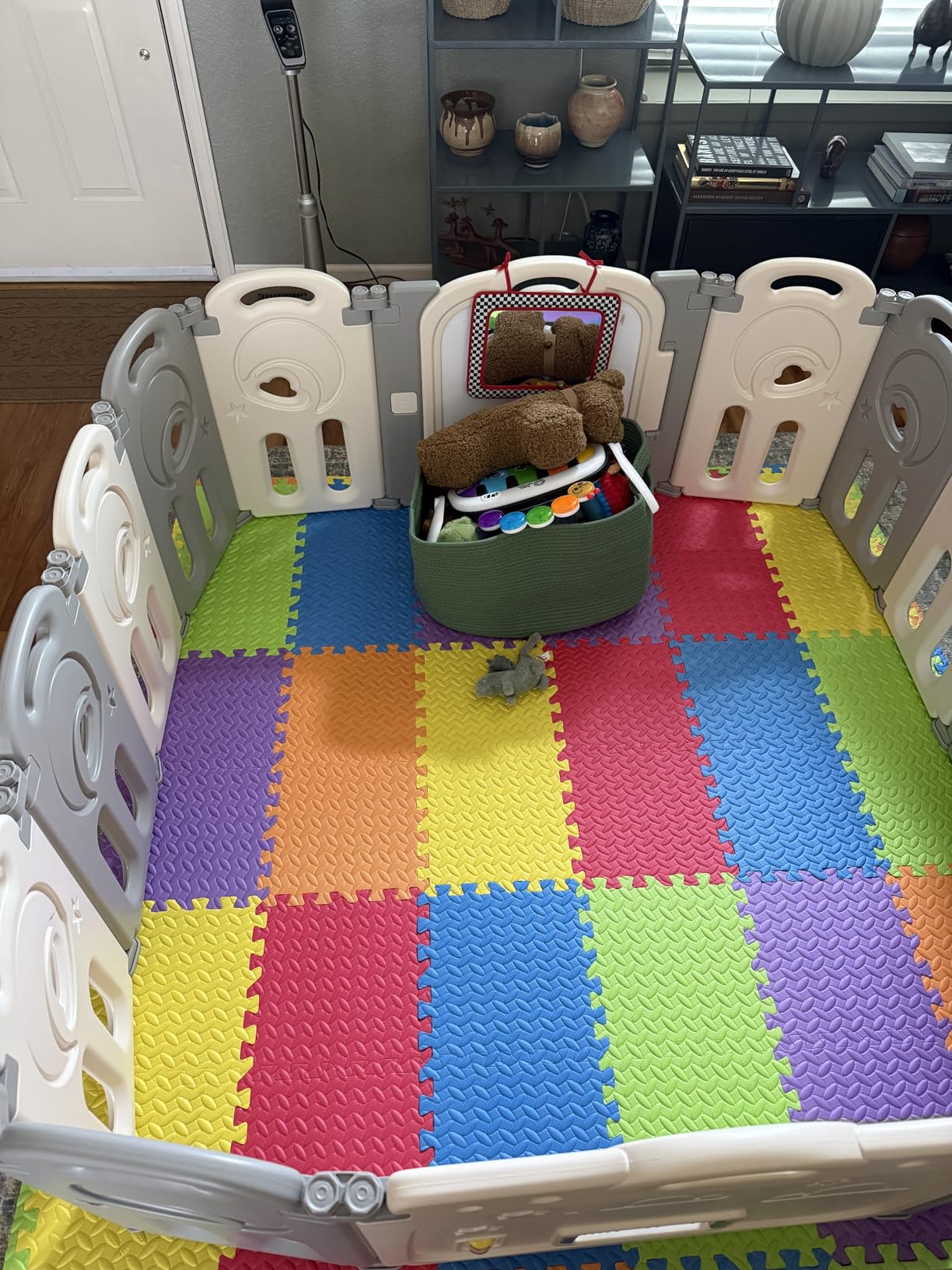 Fortella Cloud Castle Foldable Playpen, Baby Safety Play Yard with Writing Whiteboard and Activity Wall, Pack and Play for Toddlers 1-3, Indoors or Outdoors (Gray, 14 Panel) customer photo 2