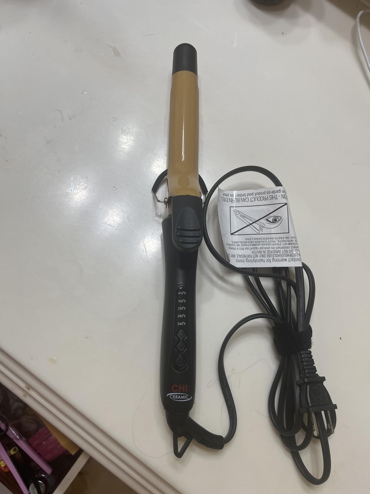 CHI Tourmaline Ceramic Curling Iron, Adjustable Temperature, Professional Tourmaline Hair Curler with Auto Shut-Off for Smooth, Frizz-Free Curls & Waves, 1″ Barrel customer photo 2