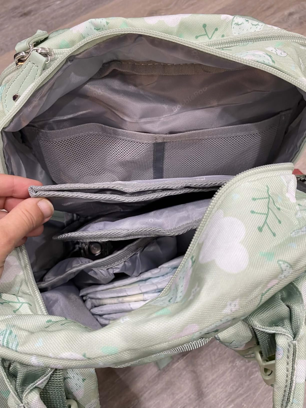 BabbleRoo Diaper Bag Backpack - Baby Essentials Travel Tote - Multi Function Water Resistant Diaper Bag with Changing Pad, Stroller Straps & Pacifier Case - Dark Gray customer photo 2