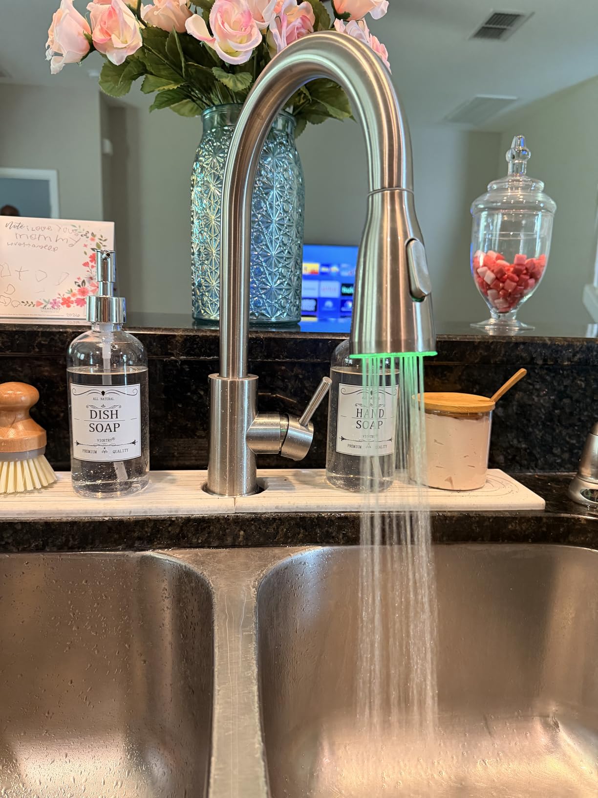 FORIOUS Kitchen Faucets with Pull Down Sprayer, Brushed Nickel, High Arc Single Handle Classic Stainless Steel Sink Faucet 1 or 3 Hole, Suitable for Farmhouse Camper Laundry Rv Bar customer photo 2