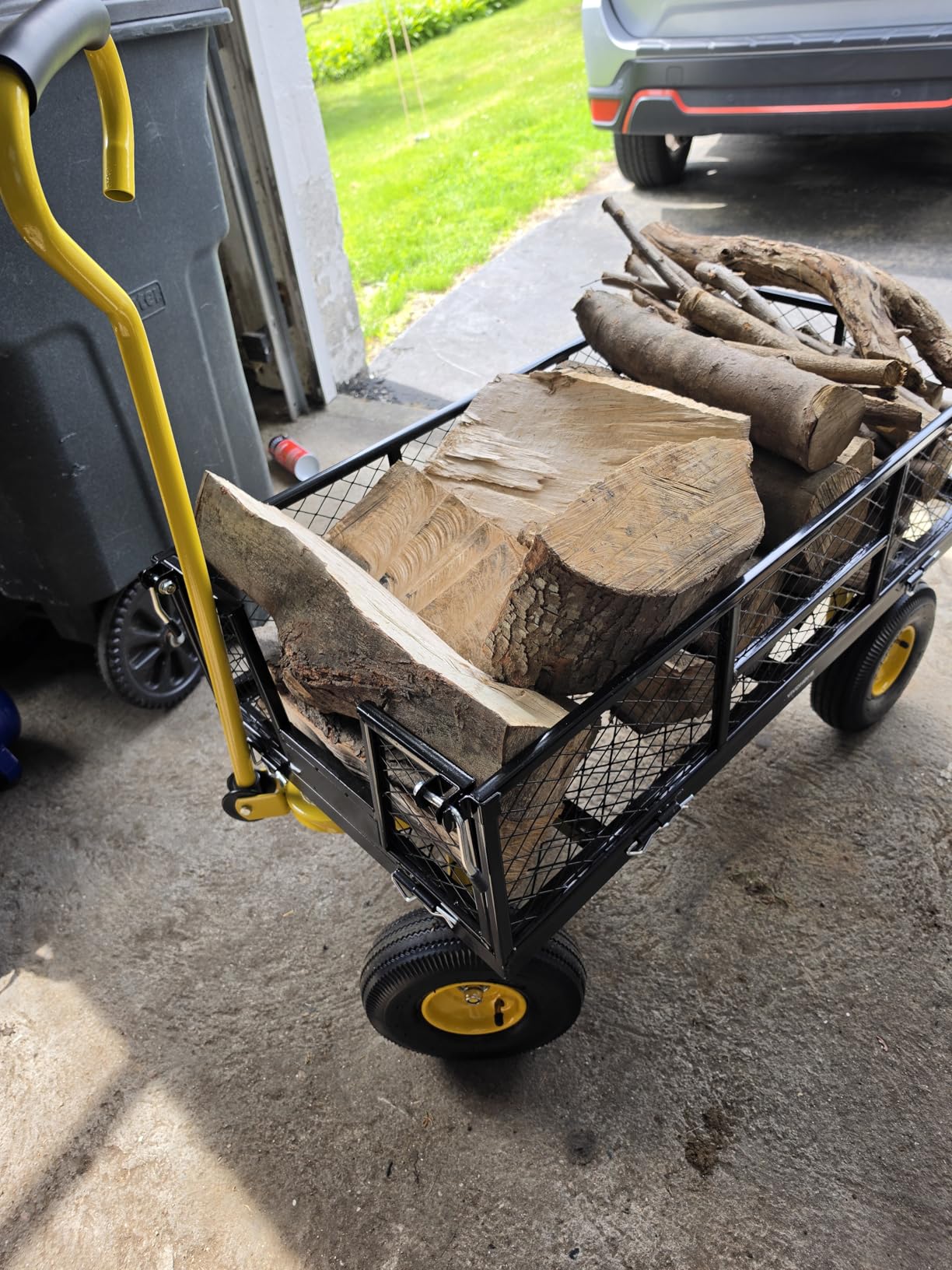VIVOHOME Heavy Duty 880 Lbs Capacity Mesh Steel Garden Cart Folding Utility Wagon with Removable Sides and 4.10/3.50-4