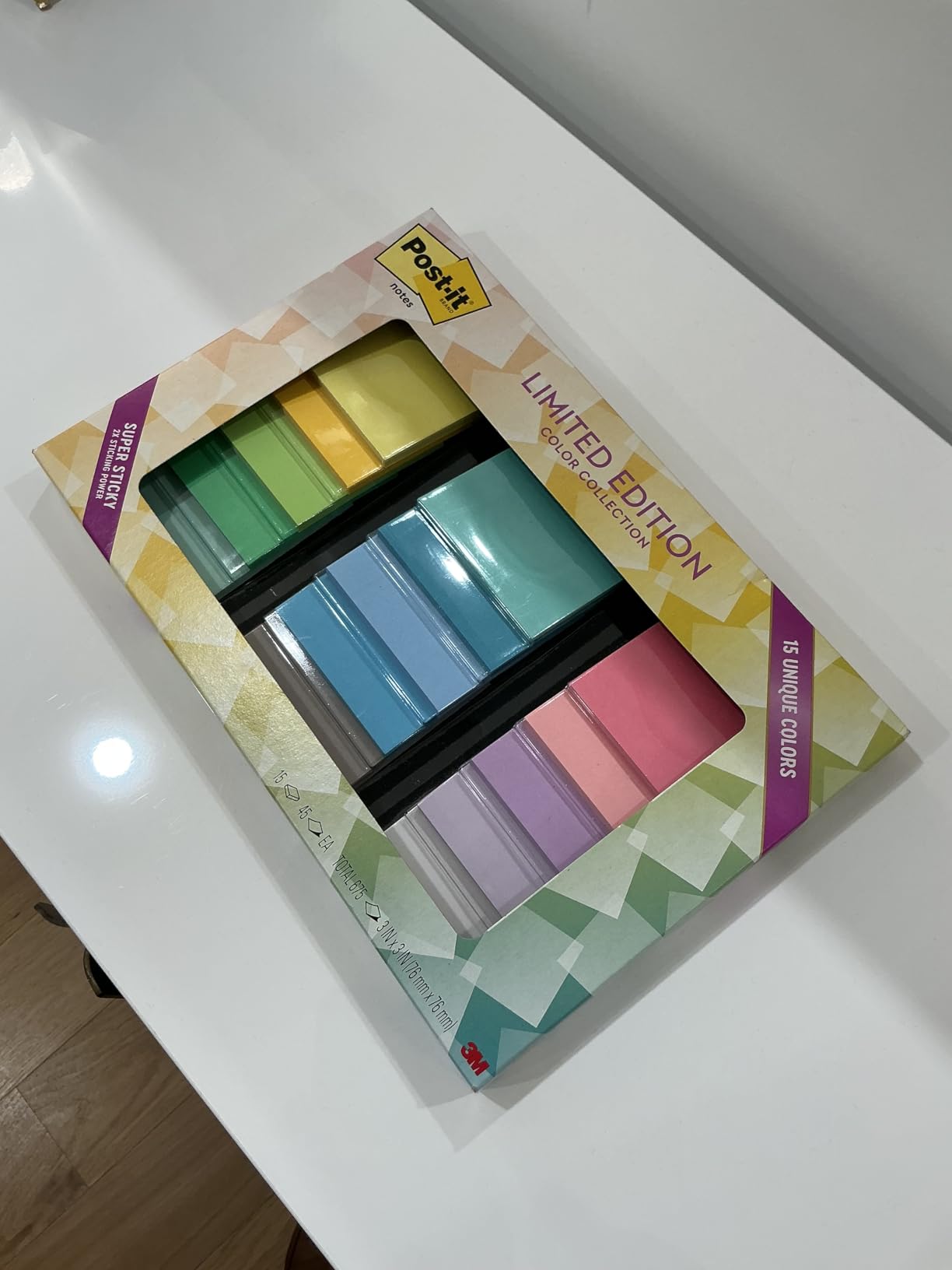 Post-it Super Sticky Notes, 15 Sticky Notes Pads, 3 x 3 in., School Supplies and Office Supplies, 2X the Sticking Power, Assorted Brights customer photo 2