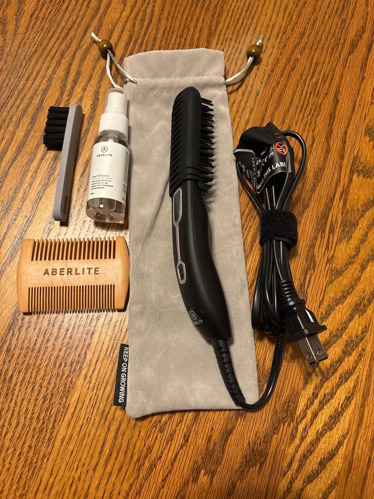 Aberlite EDC - Premium Beard Straightener Brush - Professional Heated Straightening Comb and Grooming Kit for Men (Gray) customer photo 2