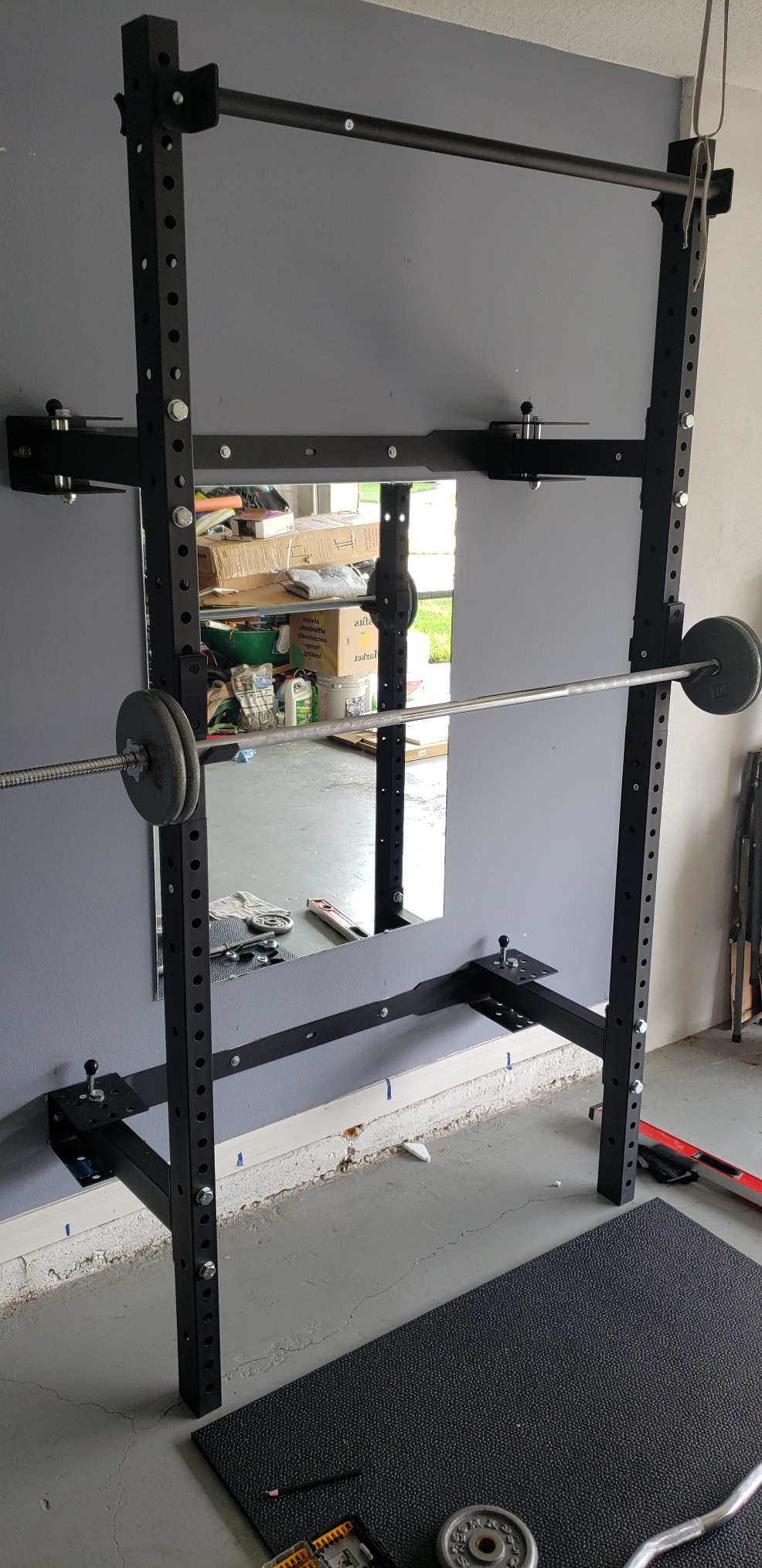 PRx Performance Wall Mounted Folding Power Squat Rack - Heavy Duty Adjustable Pull Up Bar customer photo 1