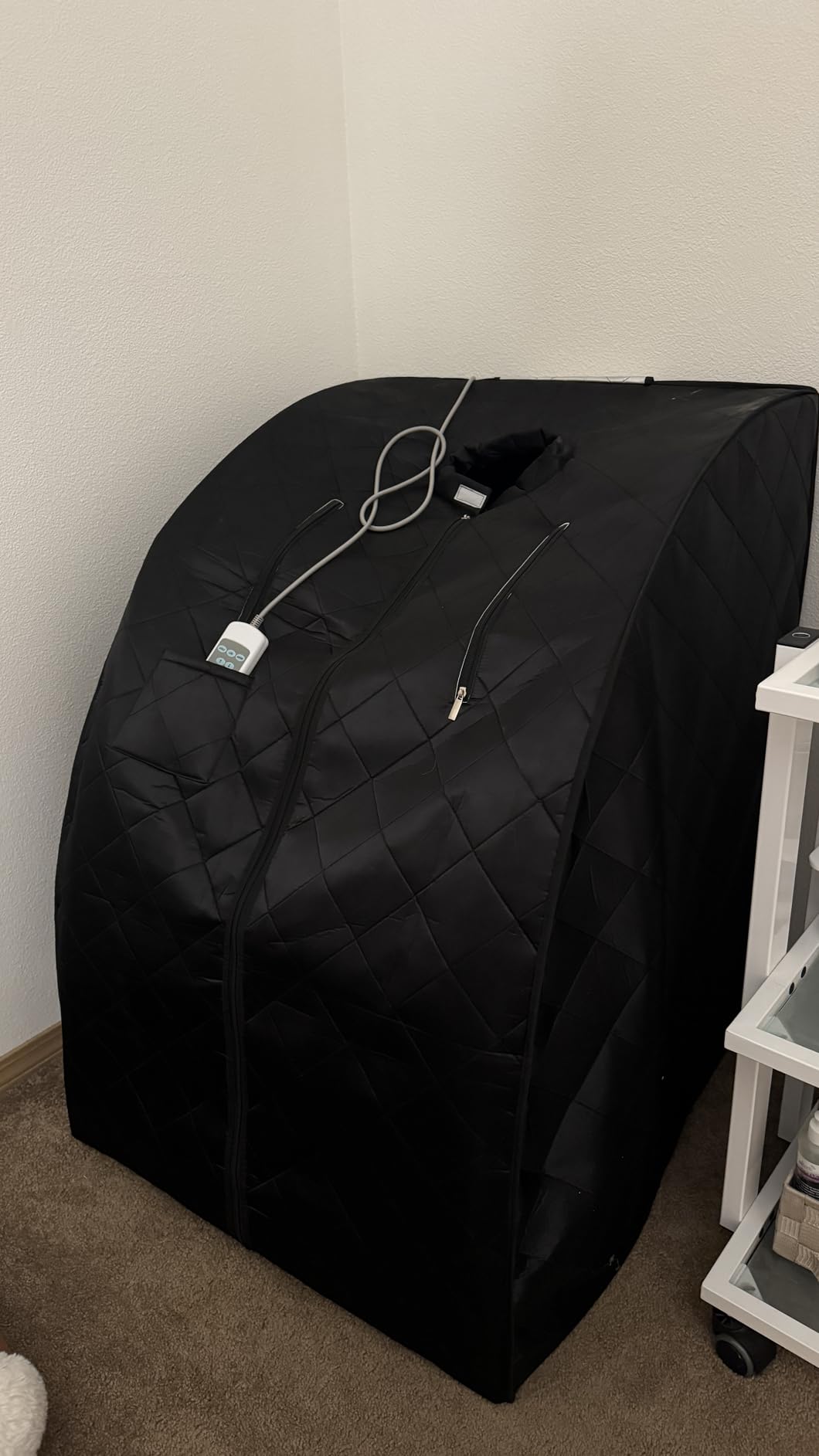 ZONEMEL Portable Infrared Sauna, 1 Person at Home Full Body Sauna, Individual Home Spa Tent with Heating Foot Pad, Upgraded Sauna Chair (L 27.6 x W 31.5 x H 37.8, Black) customer photo 1