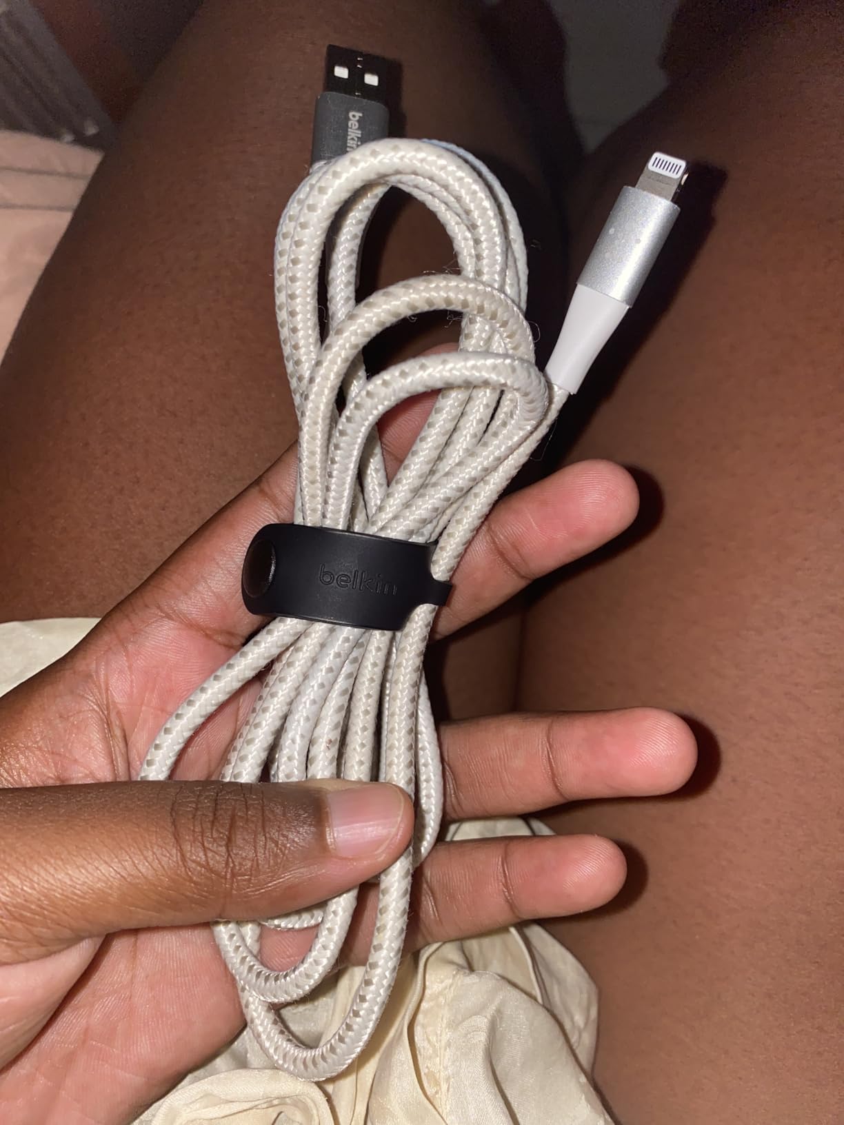 Belkin BoostCharge Braided Lightning Cable - 3.3ft/1M - MFi Certified Apple iPhone Charger USB to Lightning Cable (White) customer photo 1