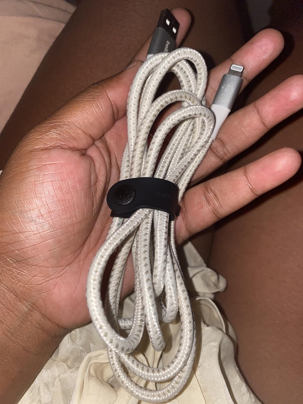 Belkin BoostCharge Braided Lightning Cable - 3.3ft/1M - MFi Certified Apple iPhone Charger USB to Lightning Cable (White) customer photo 2