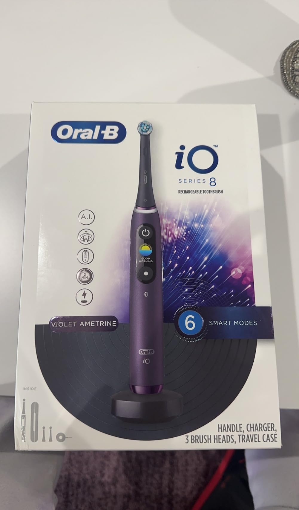 iO Series 8 Electric Toothbrush with 2 Replacement Brush Heads and Travel Case, Rechargeable Toothbrush, Whitealabaster customer photo 1