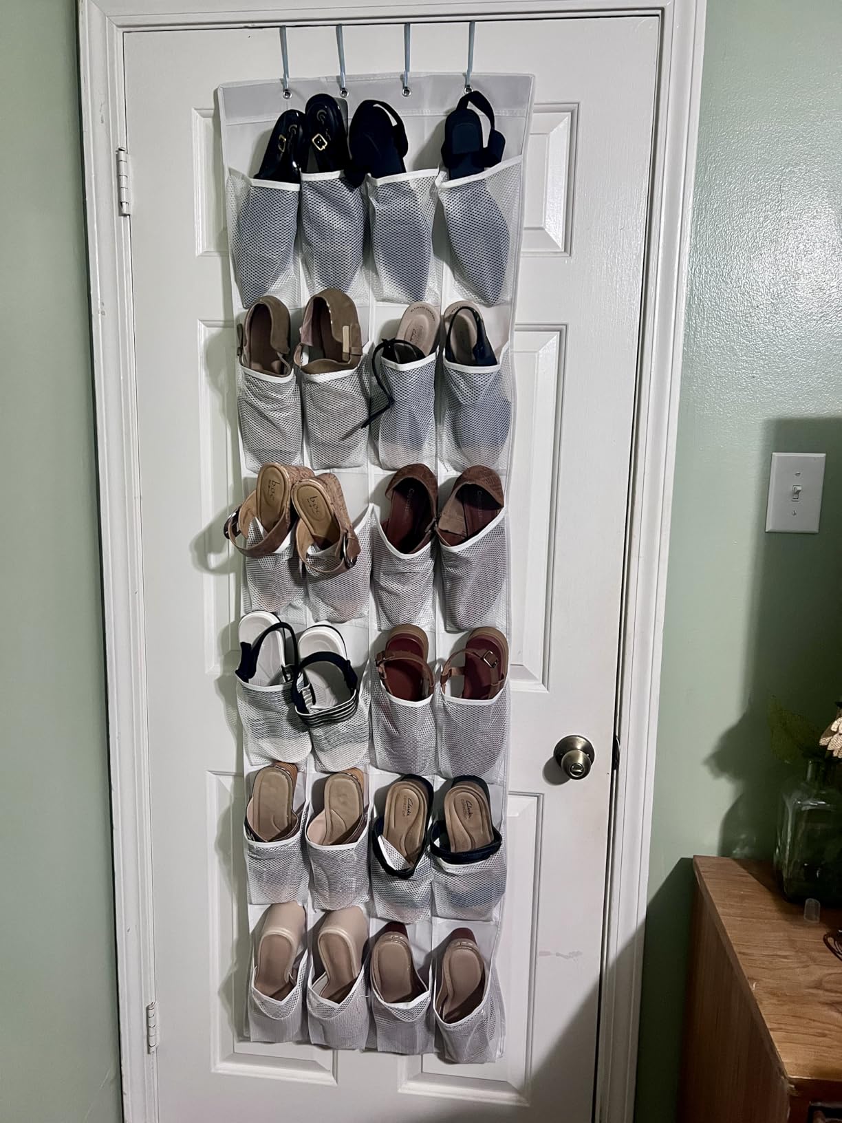 GORILLA GRIP Over the Door Shoe Organizer, 24 Large Breathable Mesh Pockets, Space Saving Hanging Storage Holder customer photo 1
