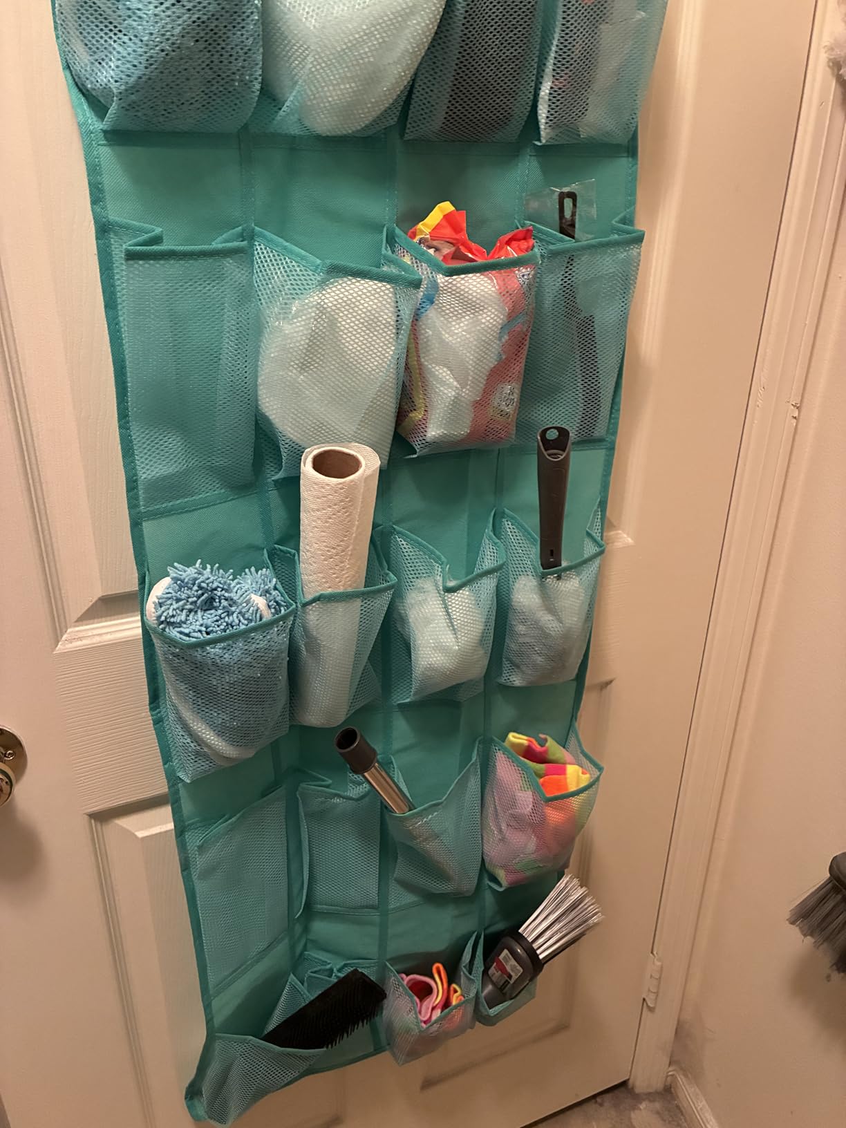 GORILLA GRIP Over the Door Shoe Organizer, 24 Large Breathable Mesh Pockets, Space Saving Hanging Storage Holder customer photo 2