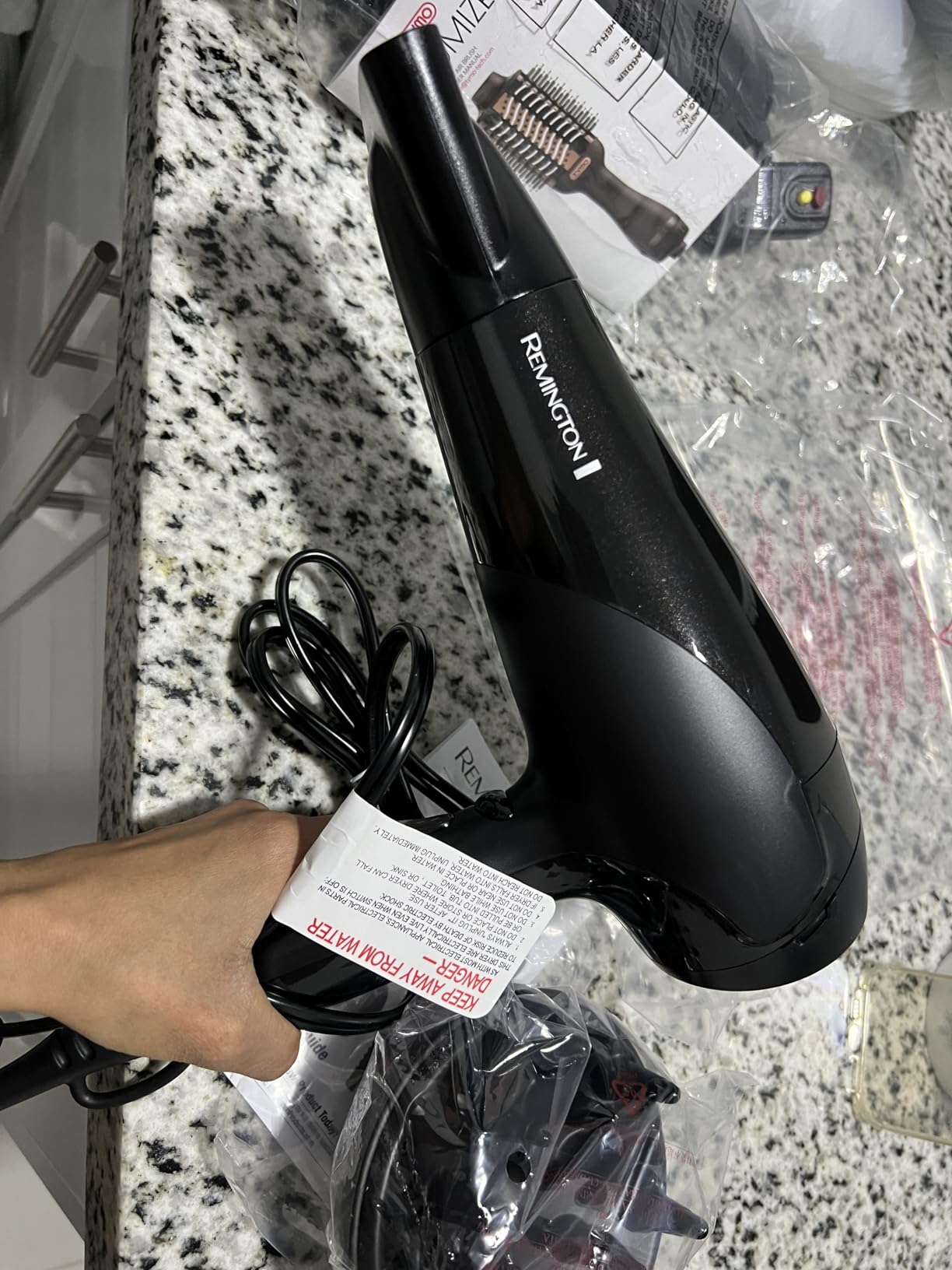 Remington Damage Protection Hair Dryer with Ceramic Ionic Tourmaline Technology, Grey, Diffuser and Concentrator, 3 Piece Set customer photo 2