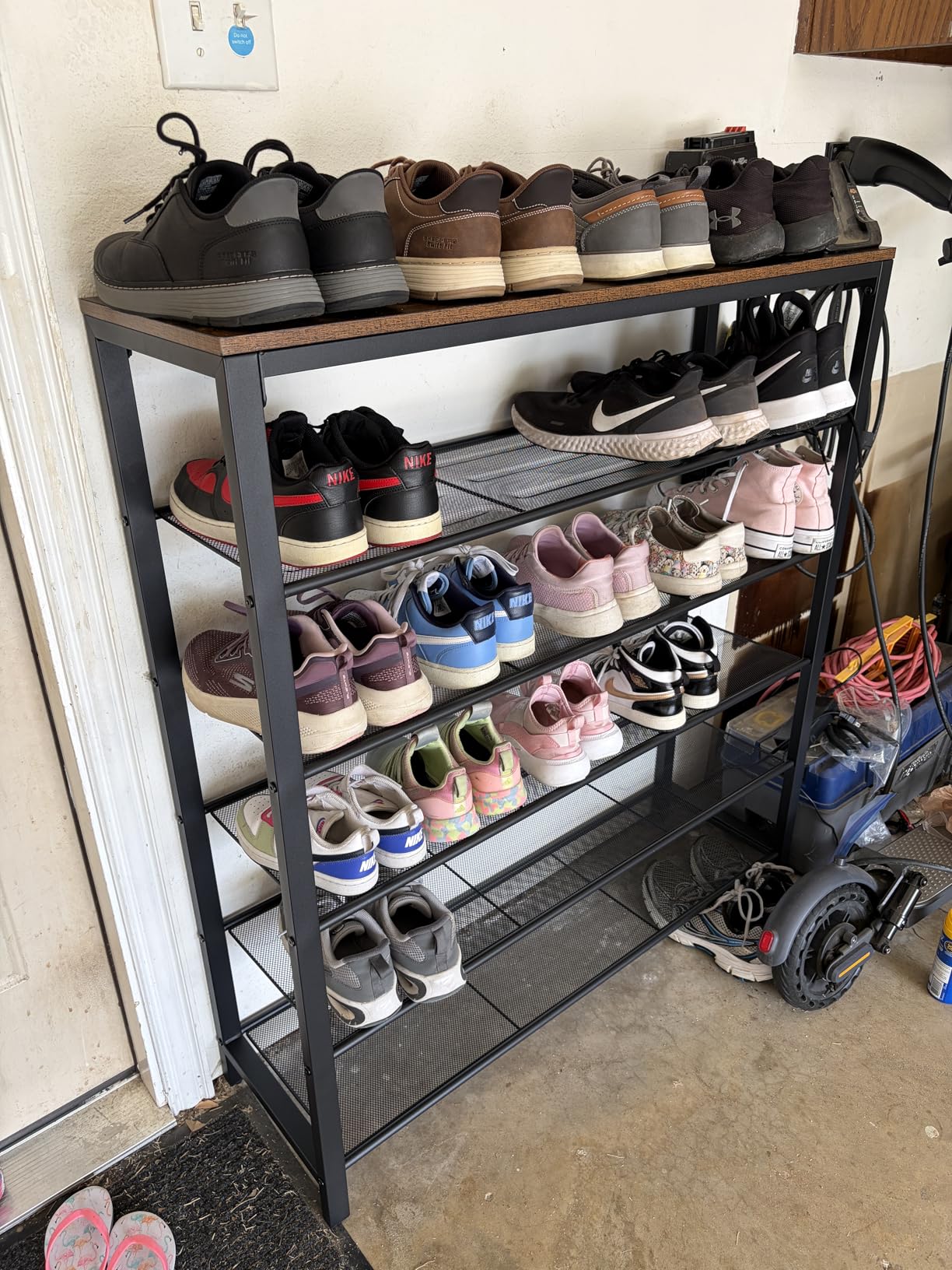 VASAGLE 6-Tier Shoe Rack, Shoe Organizer for Closet, Entryway, 24-30 Pairs of Shoes, Large Shoe Rack Organizer with 5 Metal Mesh Shelves, 11.8 x 39.4 x 43.3 Inches, Rustic Brown and Black ULBS016B01 customer photo 2