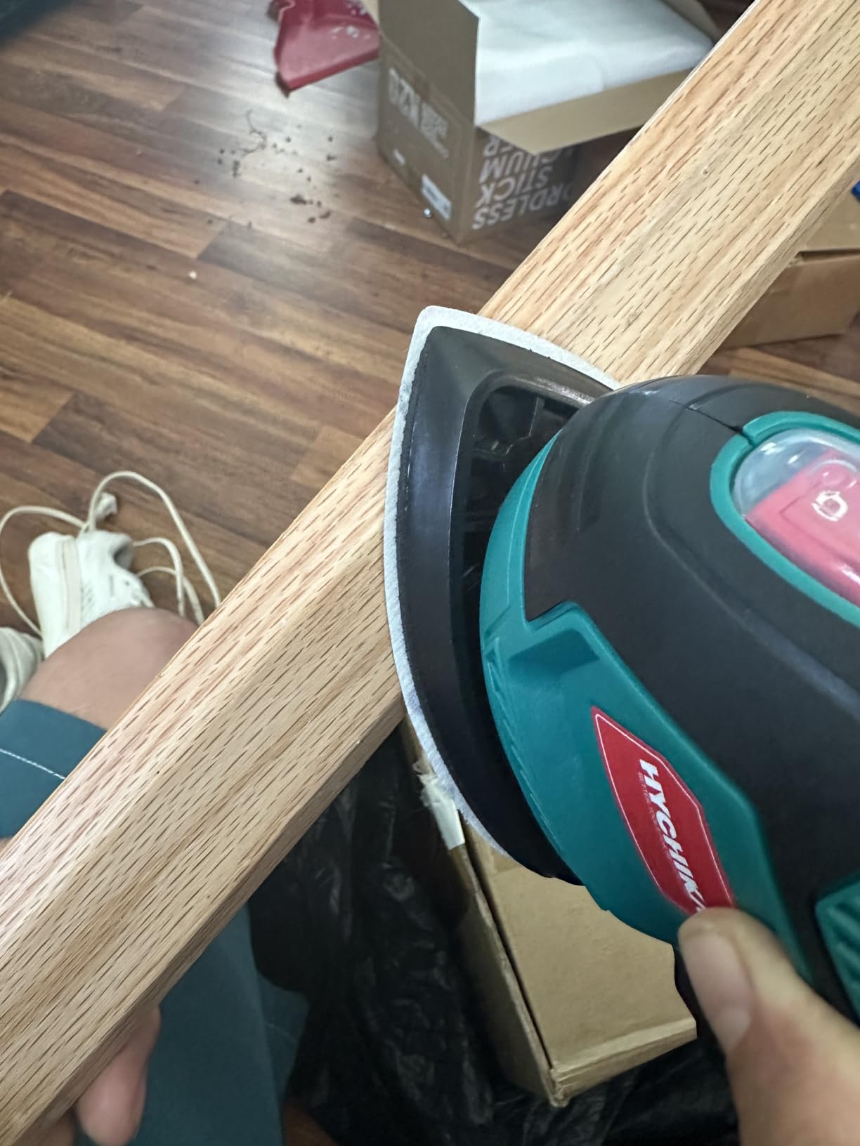 HYCHIKA Detail Sander, 14,000 OPM Compact Electric Sander Tool with 12 Pcs Sandpapers customer photo 1