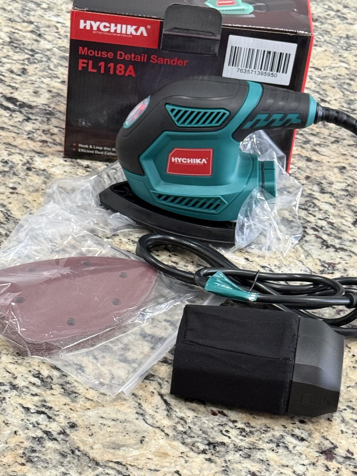 HYCHIKA Detail Sander, 14,000 OPM Compact Electric Sander Tool with 12 Pcs Sandpapers customer photo 2