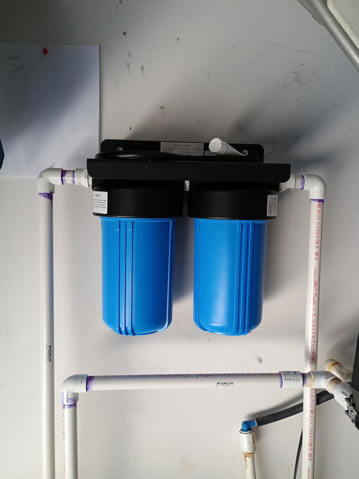 Waterdrop Whole House Water Filter System, with Carbon Filter and Sediment Filter, 5-Stage Filtration, Highly Reduce Lead, Chlorine, Odor and Taste, 2-Stage 5 Micron WD-WHF21-PG, 1