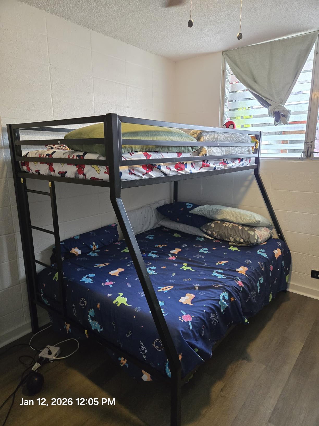 SHA CERLIN Loft Bunk Bed Twin Over Full Size with Ladder and Guardrail, Heavy Duty Metal Slats Support No Box Spring Needed Small Space Saving Furniture for Bedroom Dorm, Black customer photo 1