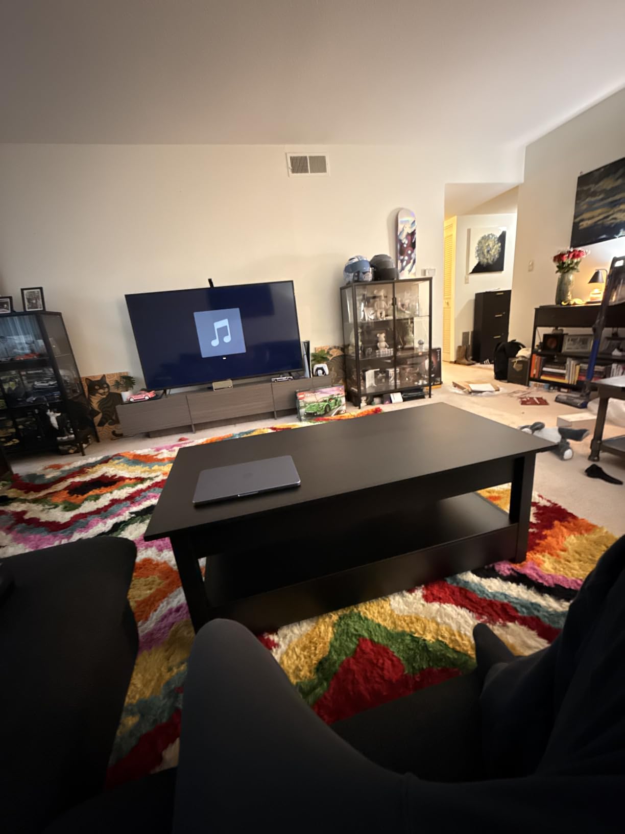 Rolanstar Coffee Table, Lift Top Coffee Table with Drawers and Hidden Compartment, Retro Central Table, Black customer photo 2