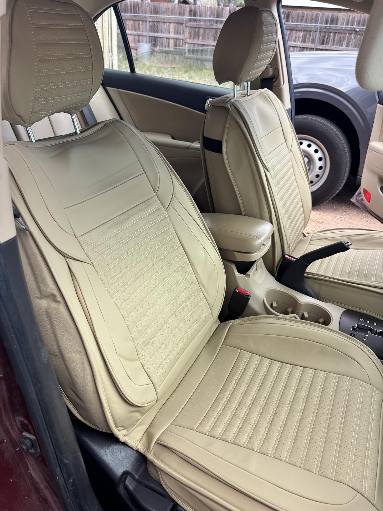 LINGVIDO Front Car Seat Covers, Faux Nappa Leather, Airbag Compatible and Waterproof Protectors for Sedans SUVs, Breathable Anti-Slip Interior for Commuters and Rideshare, Black customer photo 1