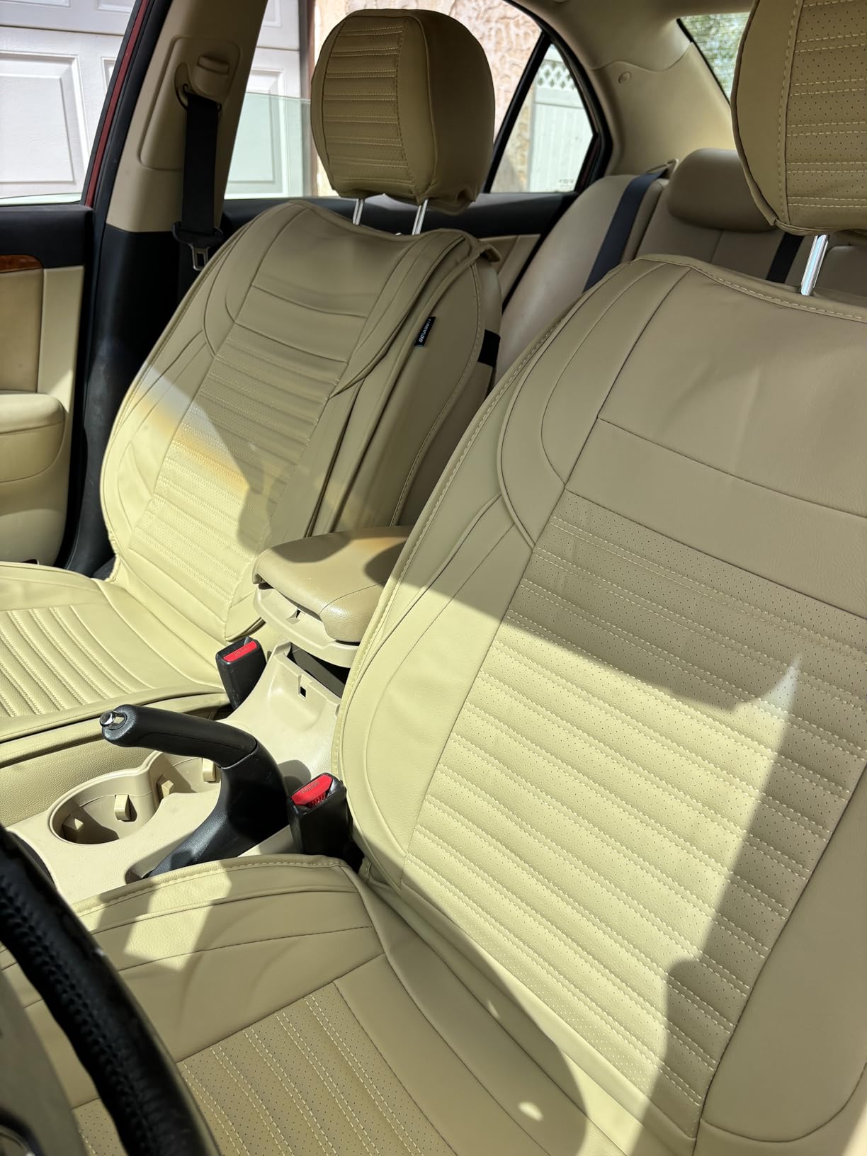 LINGVIDO Front Car Seat Covers, Faux Nappa Leather, Airbag Compatible and Waterproof Protectors for Sedans SUVs, Breathable Anti-Slip Interior for Commuters and Rideshare, Black customer photo 2
