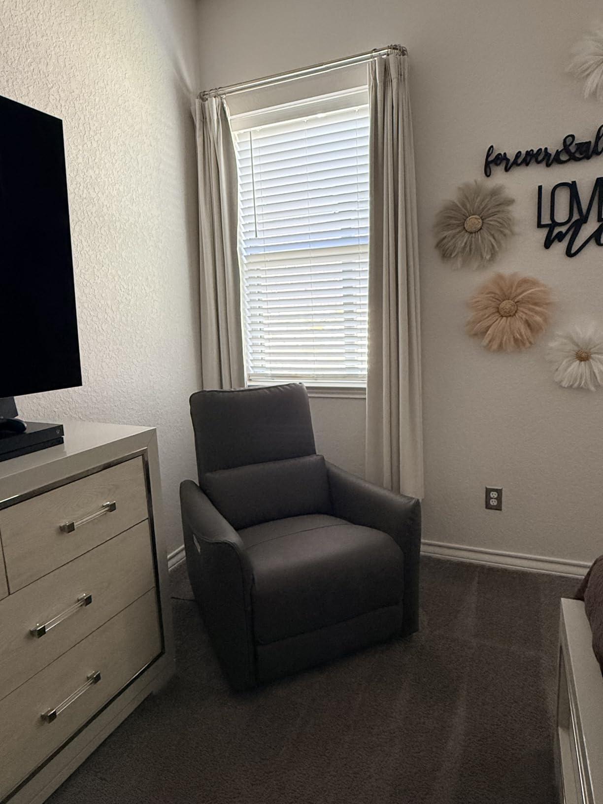 CHITA Power Recliner Chair Swivel Glider, FSC Certified Fabric Living Room Nursery Reclining Sofa Chair with Lumbar Support, Dove Grey customer photo 1
