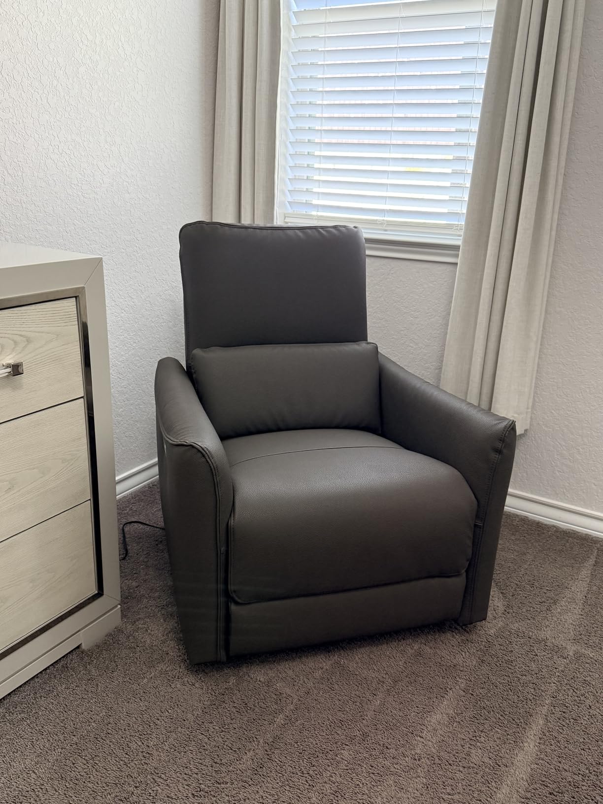 CHITA Power Recliner Chair Swivel Glider, FSC Certified Fabric Living Room Nursery Reclining Sofa Chair with Lumbar Support, Dove Grey customer photo 2