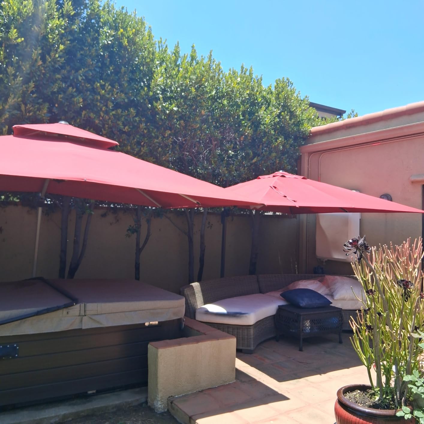 PURPLE LEAF 10 Feet Patio Umbrella with Base Outdoor Cantilever Square Umbrella Aluminum Offset Umbrella with 360-degree Rotation for Garden Deck Pool Patio, Beige customer photo 1