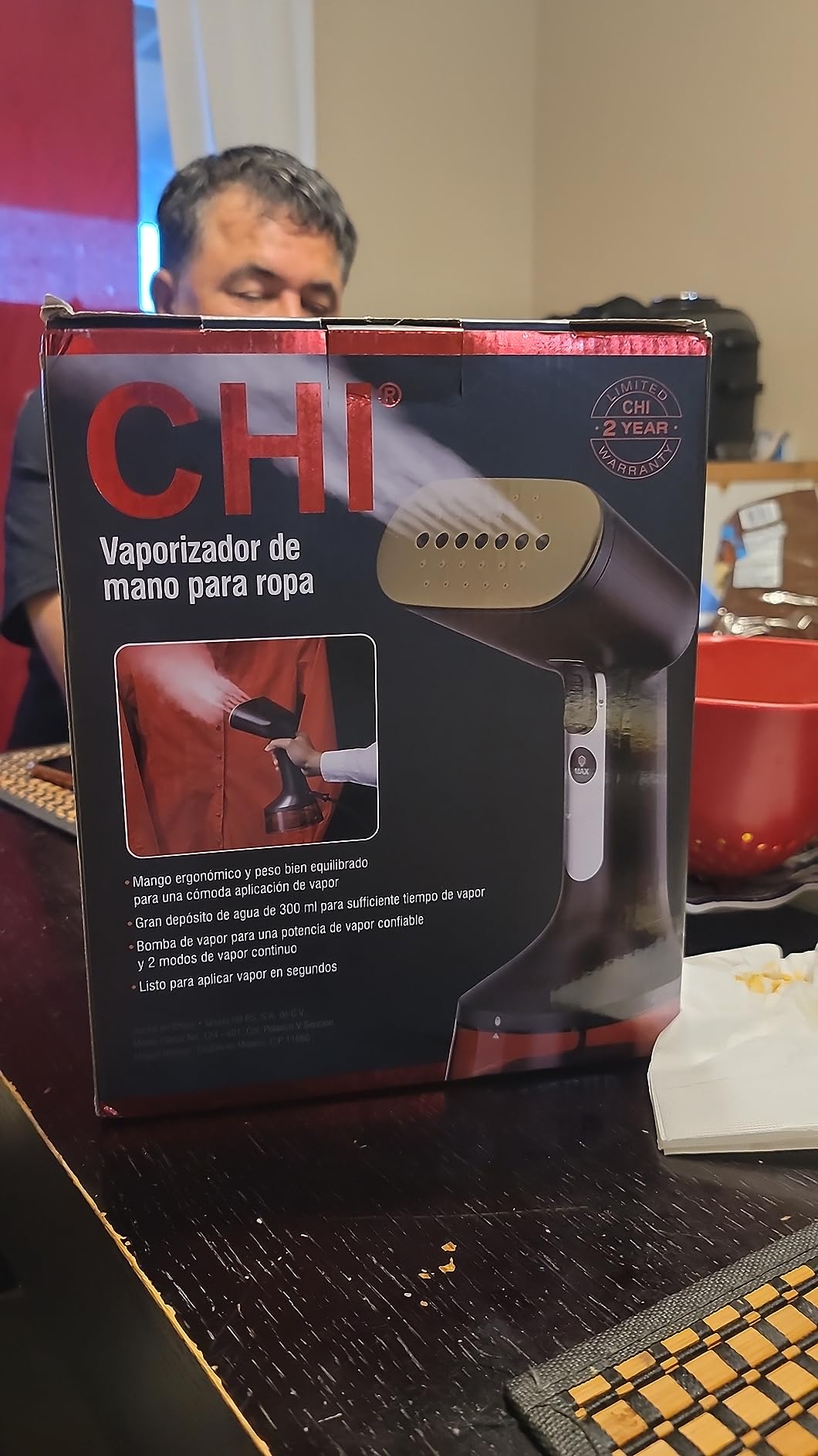 CHI Handheld Garment Steamer for Clothes, 1600W, 20-Minutes Steam Time, 300ml Water Tank, 2 Steam Modes, Portable, Fabric Brush, Ergonomic Handle, 10' Cord customer photo 1