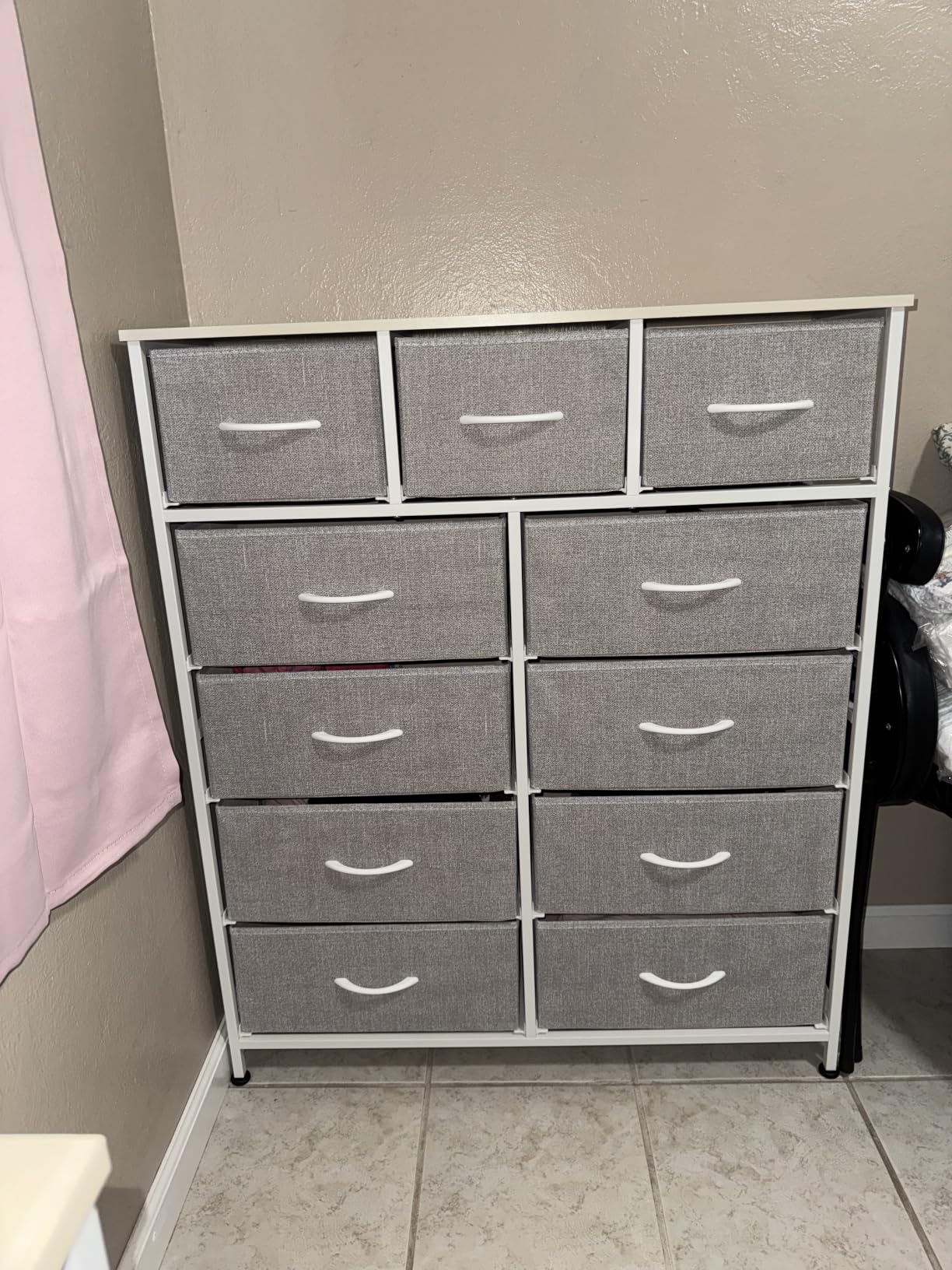 WLIVE Tall Dresser for Bedroom, Fabric Dressers Storage Tower, Dresser & Chest of Drawers Organizer Unit with 11 Drawers, Storage Cabinet, Hallway, Closets, Steel Frame, Wood Top, Rustic Brown customer photo 2