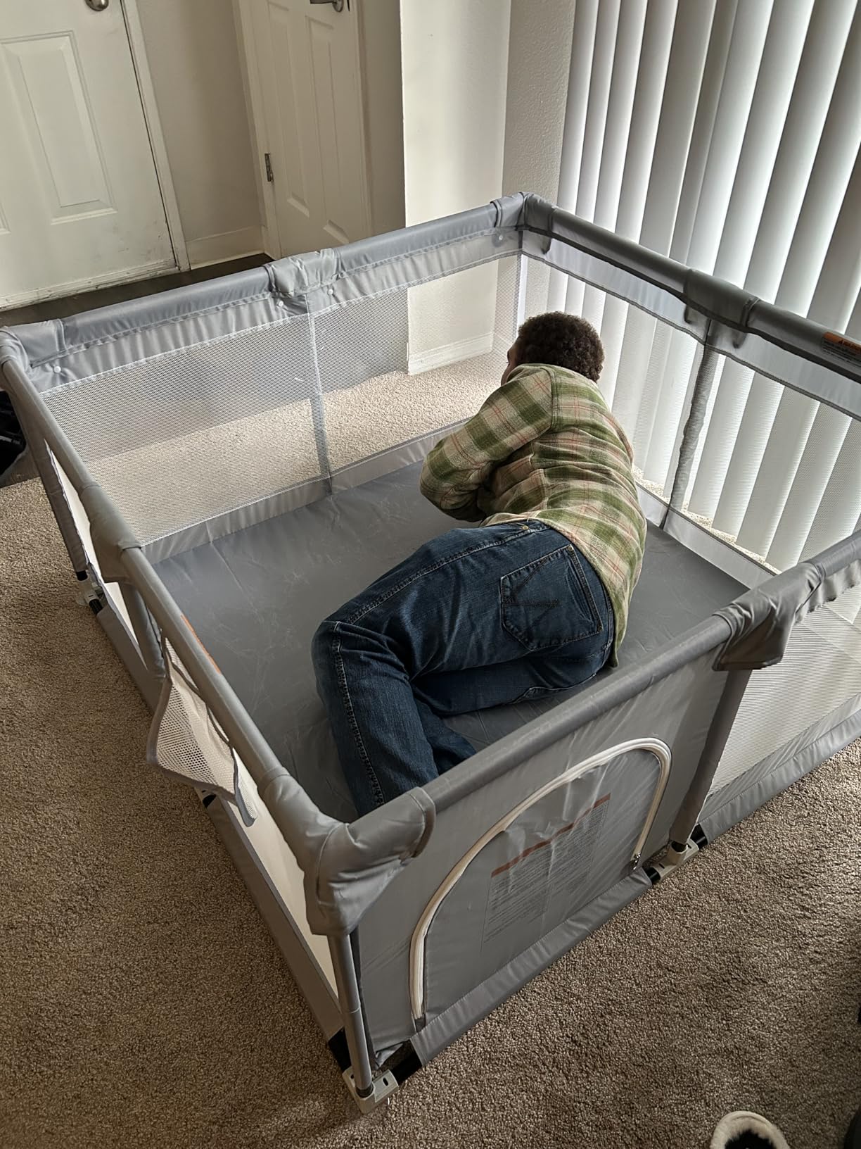 Fodoss Baby Playpen 47×47in, Small Play Pen for Babies and Toddlers, Playpen for Apartment, Play Yard, Activity Fence, Baby Playard with All-Side Mesh, Pull Rings customer photo 2