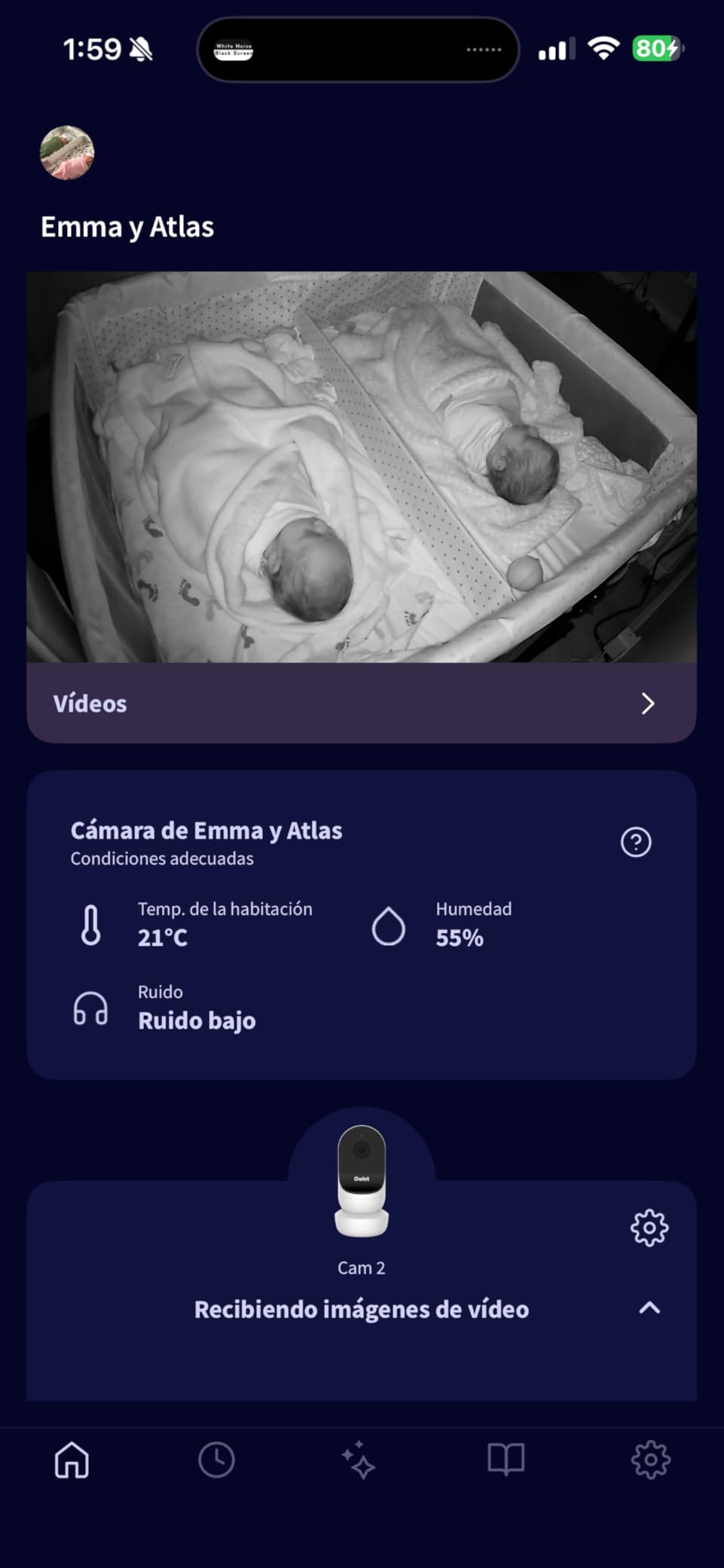 Owlet Cam 2 (Gen 2) Smart Baby Monitor - HD Video Camera with Night Vision, 4X Zoom & Wide-Angle View, Two-Way Talk, Sound & Motion Alerts, Temp & Humidity Sensor, Encrypted WiFi | White customer photo 2