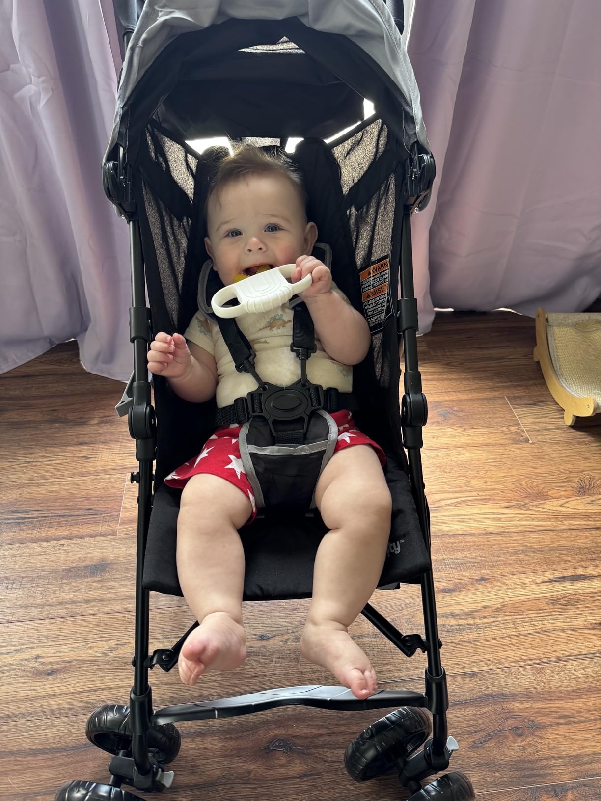 Mompush Lithe V2 Lightweight Travel Stroller, Compact Foldable Baby Stroller with Travel Bag, One-Hand Fold Stroller, Snack Tray, Mechanical Recline Seat, Airplane-Ready, UPF 50+ Canopy & Rain Cover customer photo 1