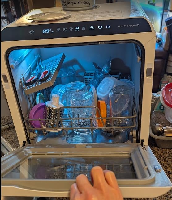 BLITZHOME Portable Dishwasher Countertop, WIFI Smart Dishwasher, Compact Dishwashers with 5L Built-in Water Tank, 6 Programs, 360° Dual Spray, High-Temp & Air-Dry Function, Fruit Cleaning customer photo 1