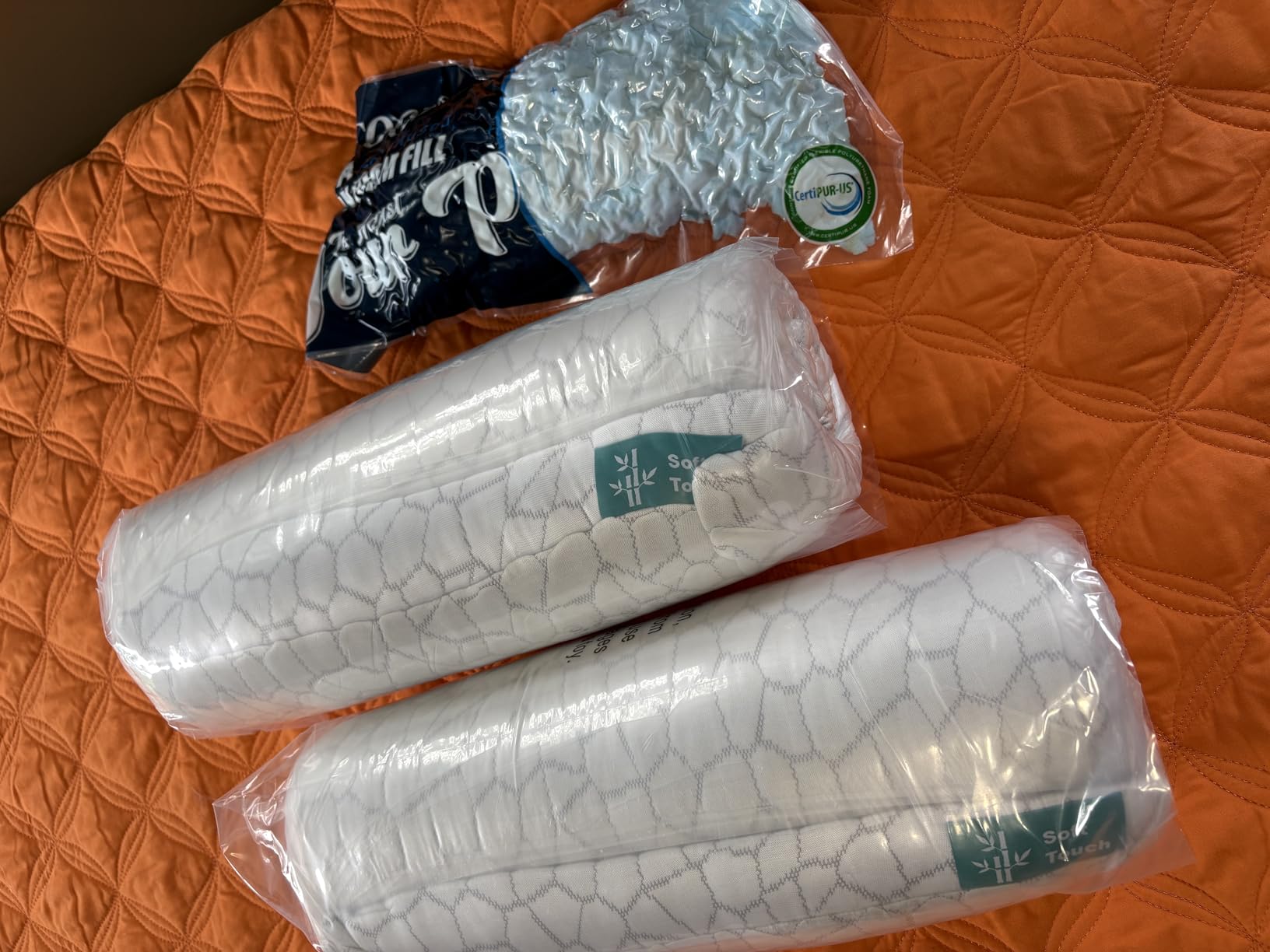 QUTOOL Cooling Pillow for Sleeping, CertiPUR-US Shredded Memory Foam Standard Pillow Set of 1, Cool Pillow for Hot Sleepers Adjustable Firm Pillow for Side,Back,Stomach Sleepers Soft Yet Support,White customer photo 2